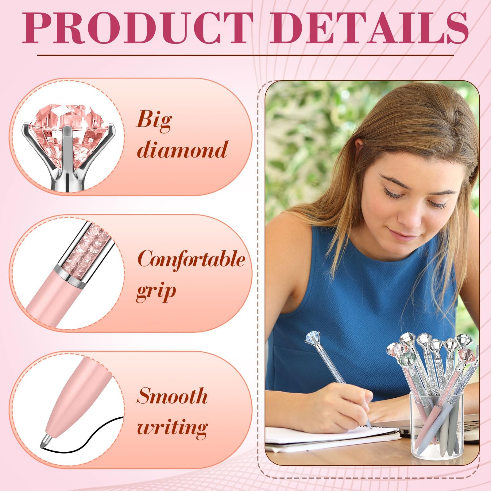 160 Pcs Diamond Ballpoint Pens Big Crystal Colorful Retractable Gem Rhineston…