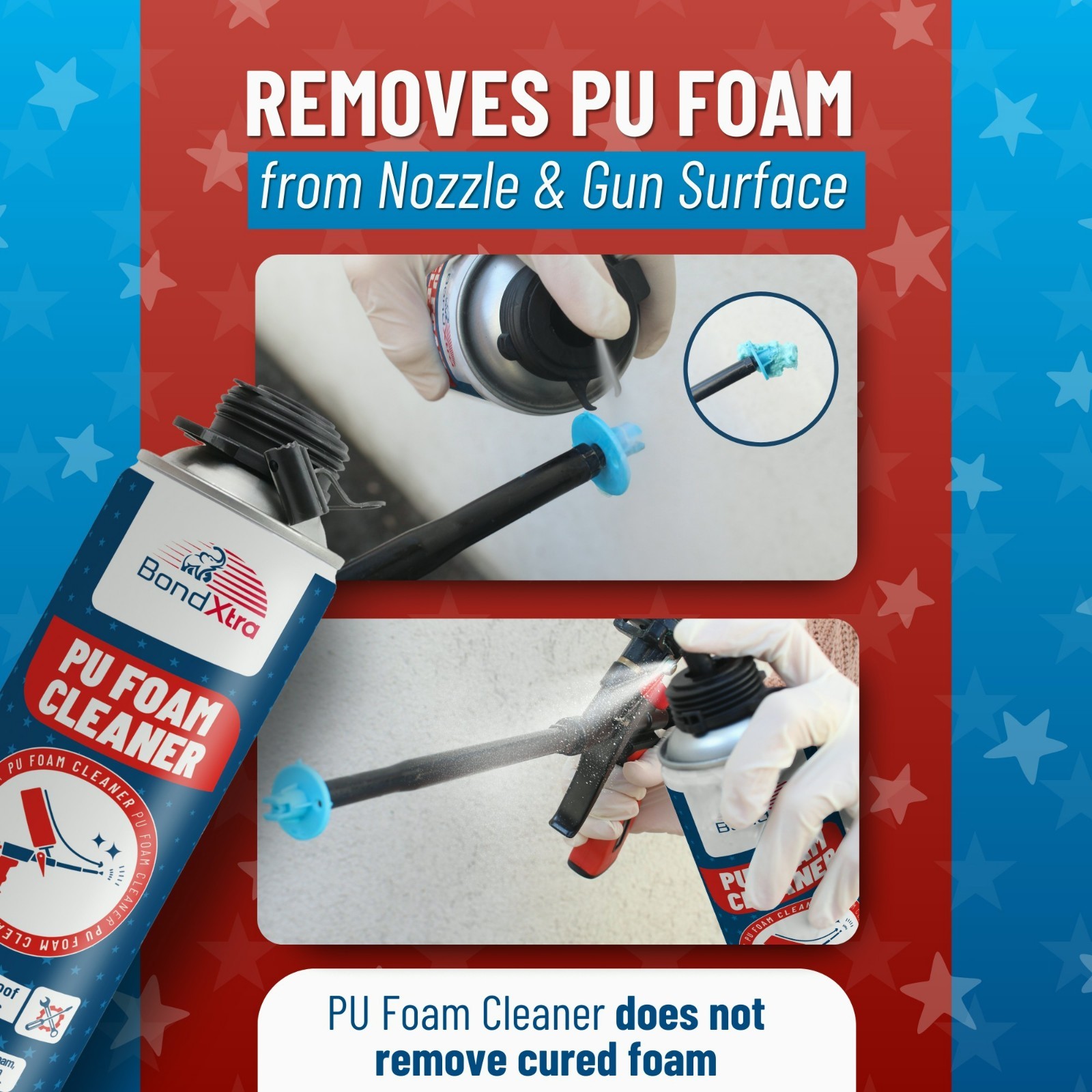 BondXtra Spray Foam Gun Cleaner 2×16.9 Professional Applicator Residue Remover