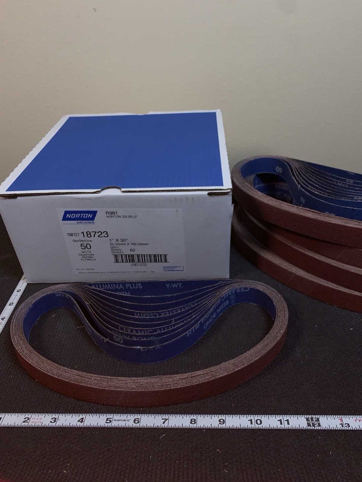 Norton 780727-18723 R981 60 Grit Abrasive Belt 1″ x 30″ (Pack of 50)