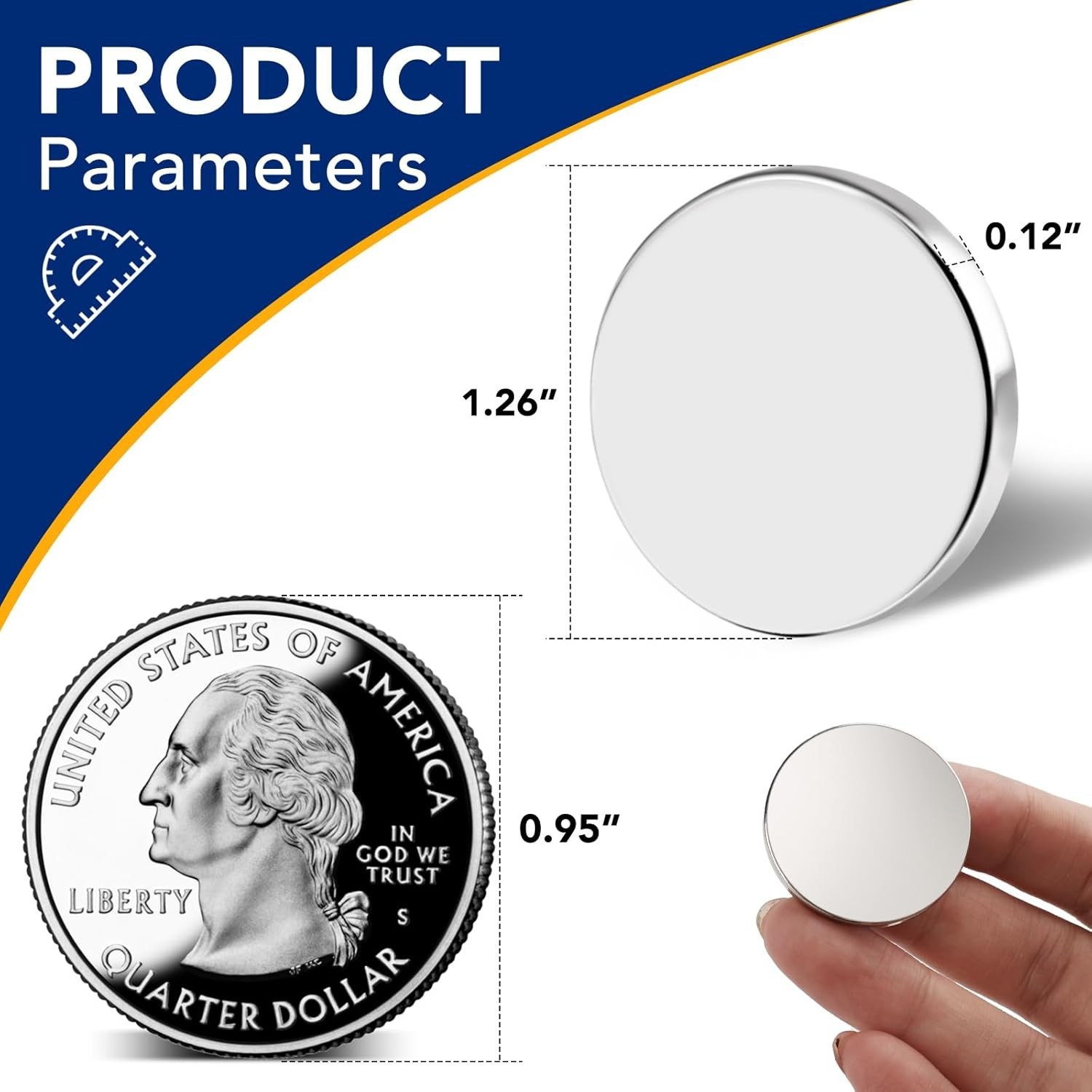 4 Pack Powerful 1.26″ Neodymium Magnets with Double-Sided Adhesive for Crafts