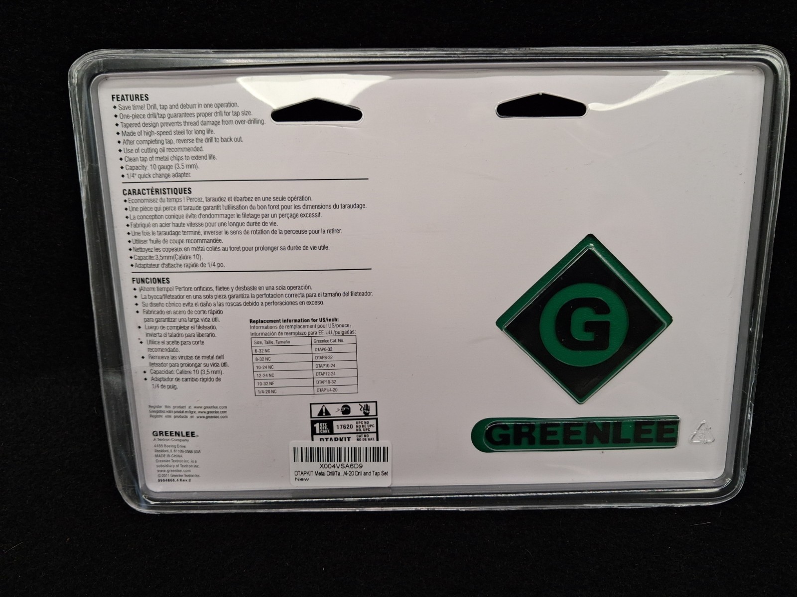 GREENLEE Metal Drill Tap Kit. #DTAPKIT. NEW Open Package.