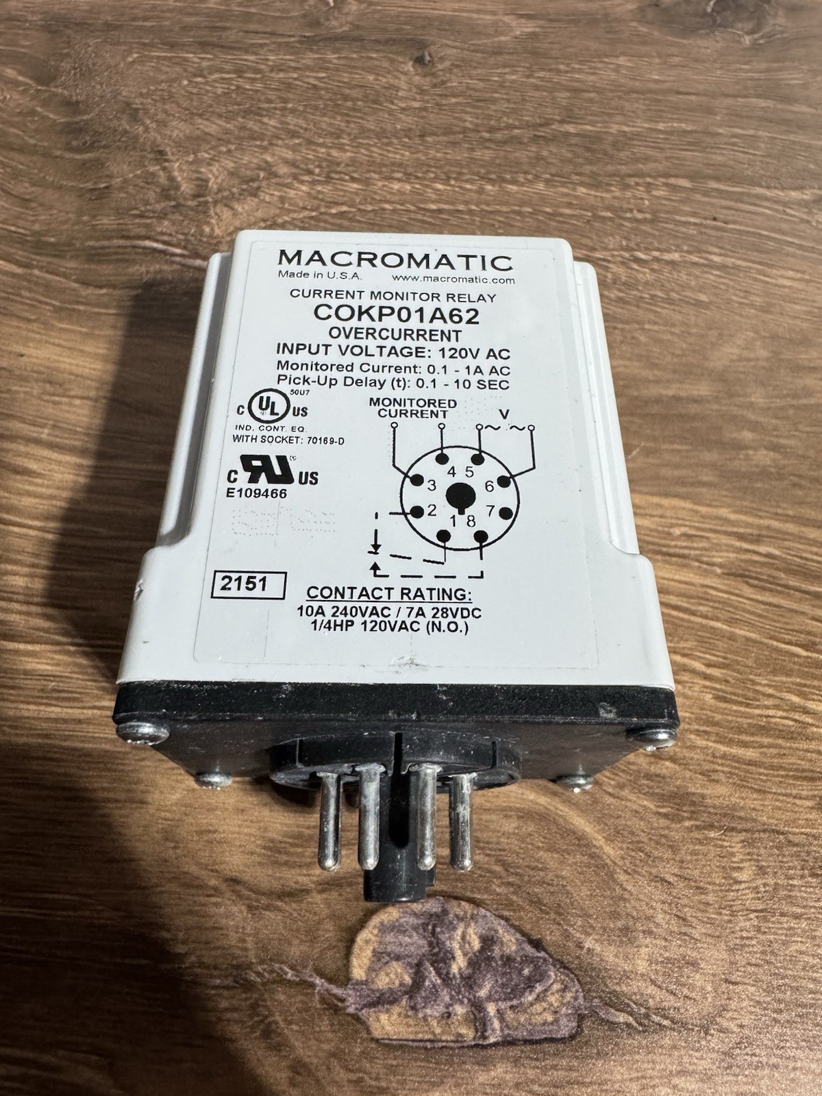 Macromatic Current Monitor Relay COKP01A62 Contact Rating 10A 240VAC/ 7A 28VDC