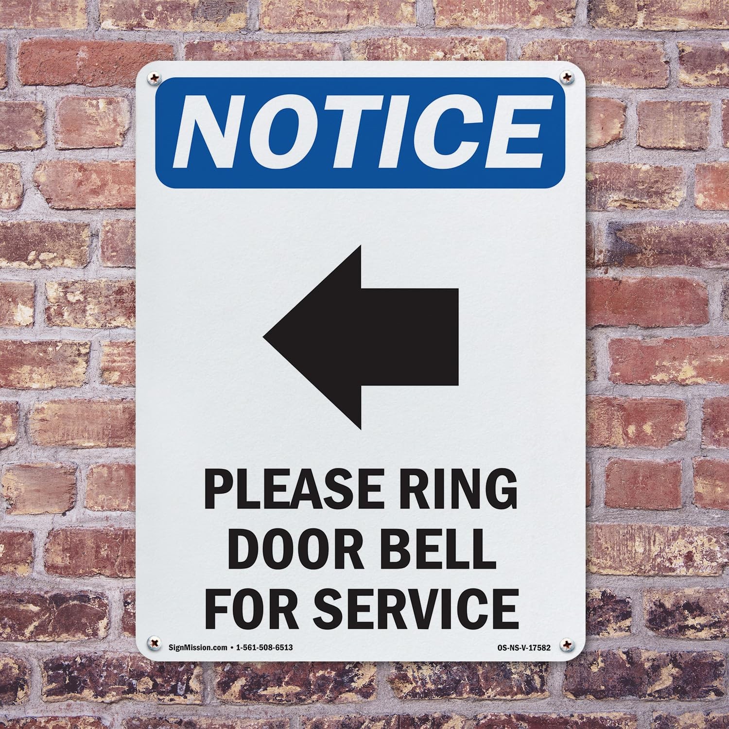 Please Ring Door Bell OSHA Notice Rigid Plastic Sign 18 Inch x 12 Inch – 10 Pack