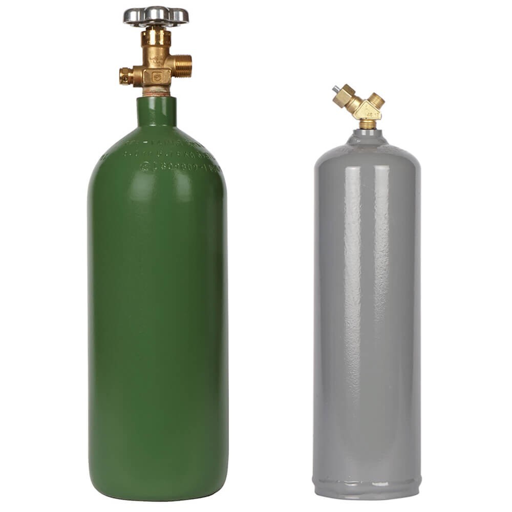 10 Cu Ft MC Acetylene Steel and 20 Cu Ft Steel Oxygen Cylinder Set DOT Approved