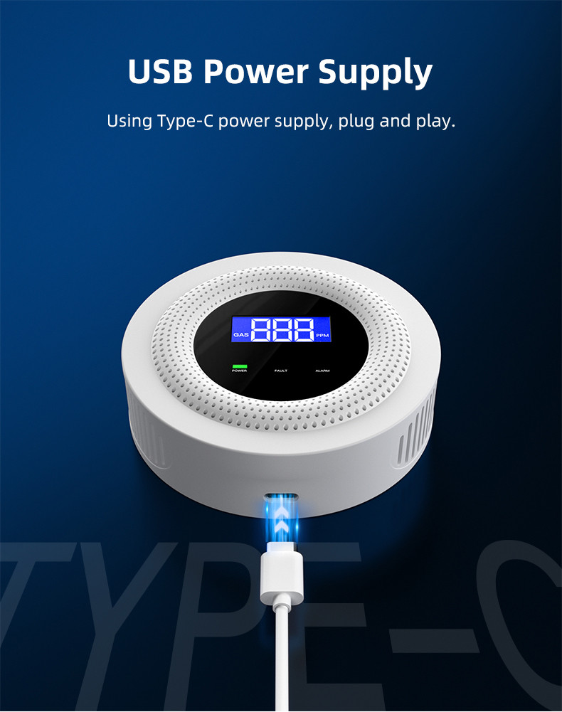 Smart Gas Leak Detector Wifi Digital Natural Gas Leakage Alarm Led Sensor