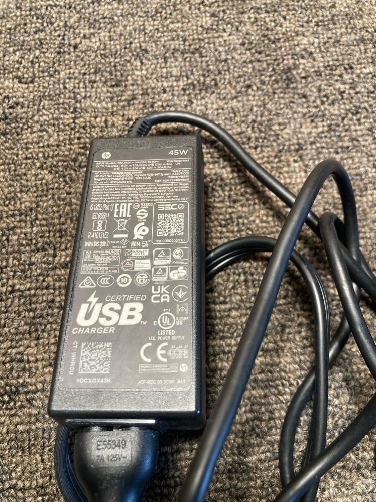 Genuine HP 45W USB-C Type-C AC Power Adapter Charger