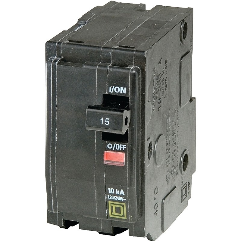 Square D QO QO215CP Circuit Breaker, Mini, 15 A, 2 -Pole, 120/240 VAC, 48 VDC, P