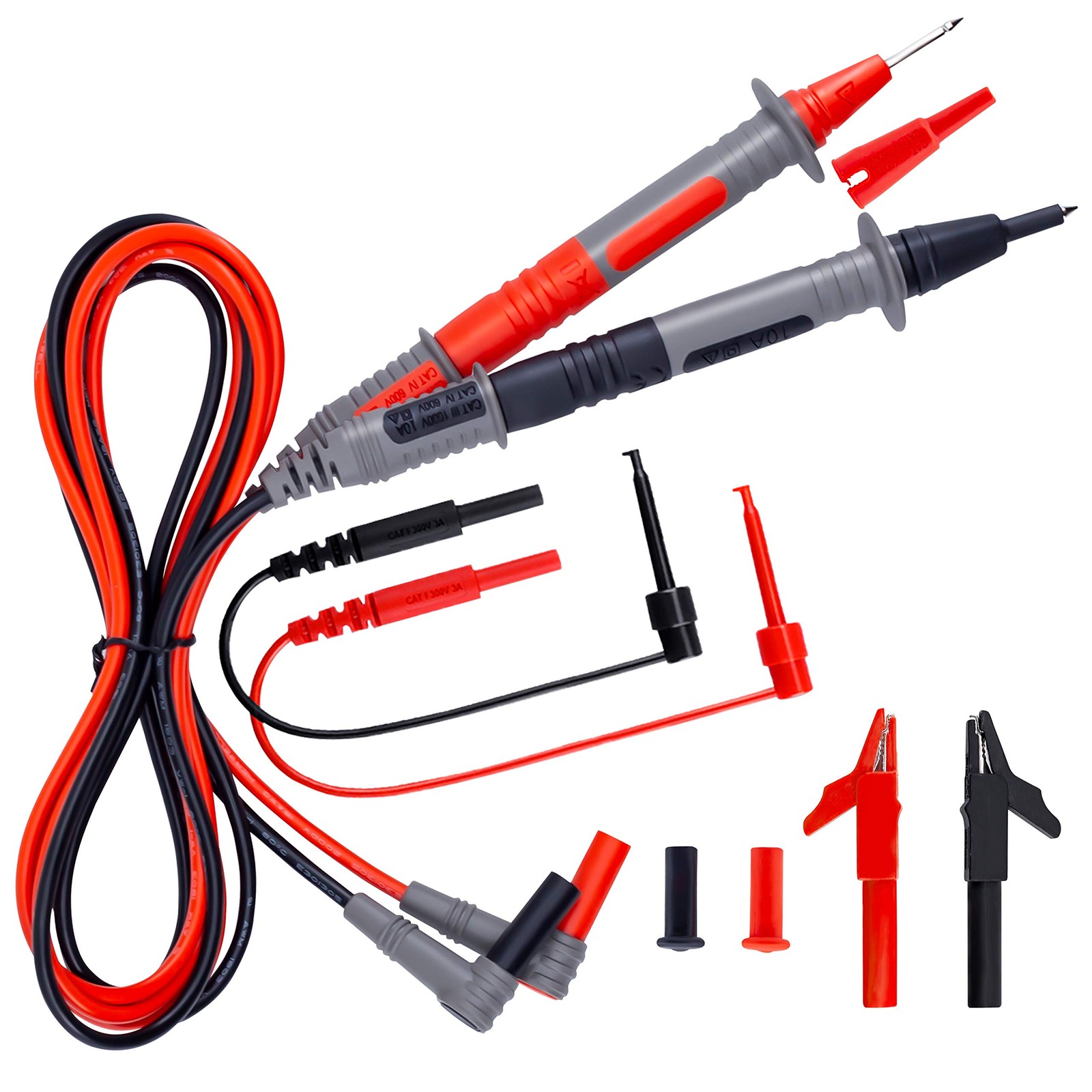Soft Silicone Electrician Test Leads Kit CAT III 1000V & CAT IV 600V with All…
