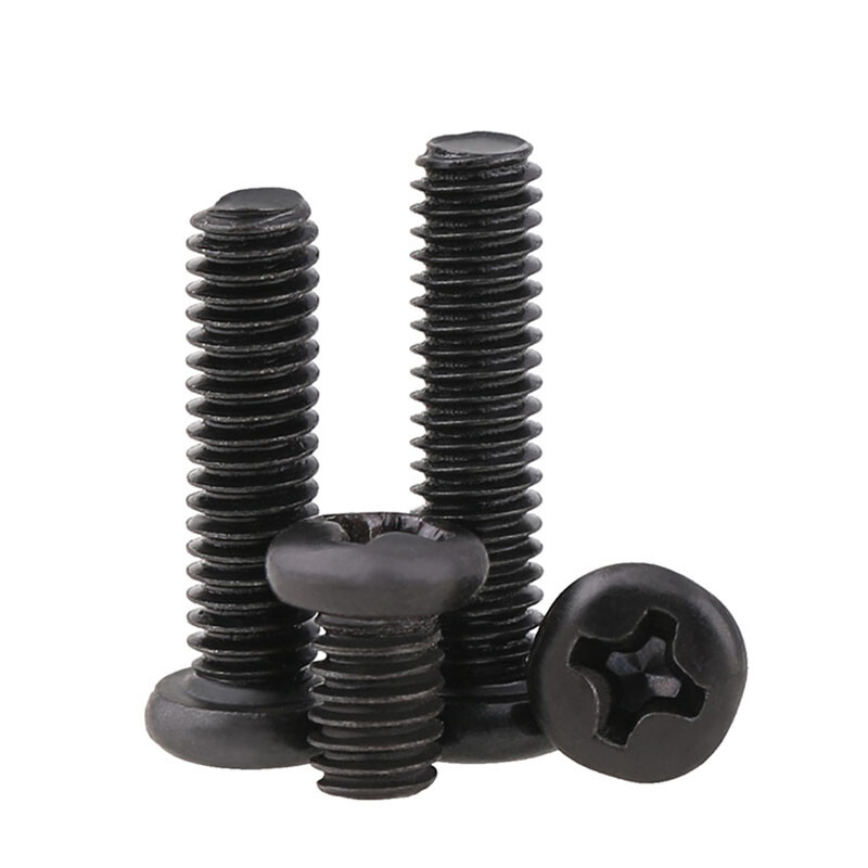 M1 – M5 Black Carbon Steel Phillips Pan Head Machine Screws Bolt Length 2 – 30mm