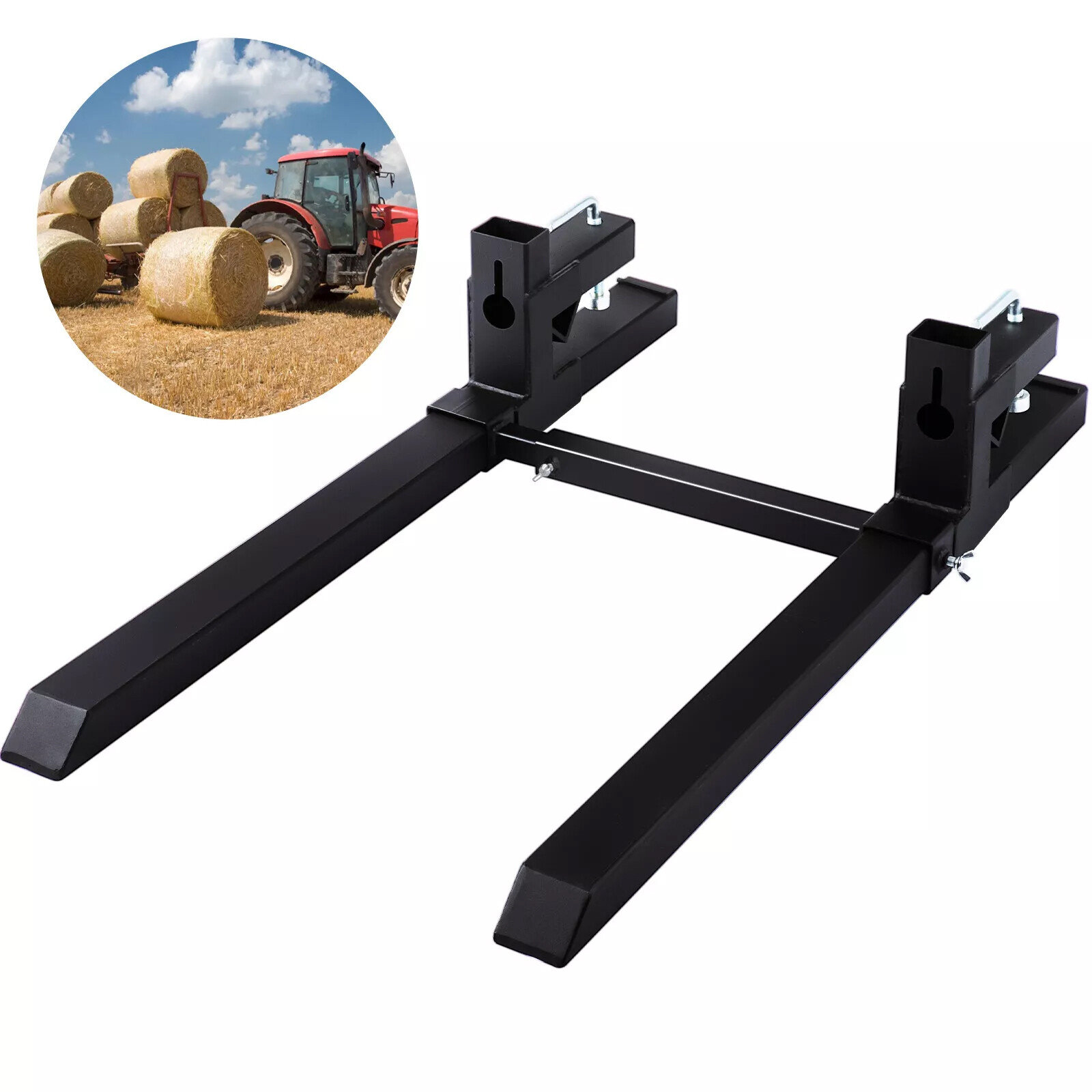 60″ 2000lbs Clamp on Pallet Forks Loader Bucket Skidsteer Tractor