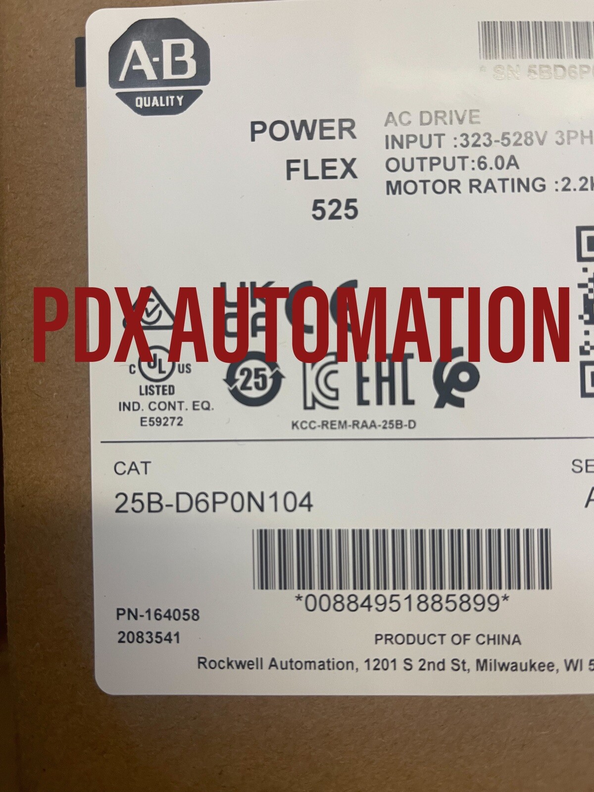 2022 Sealed 25BD6P0N104 480VAC 3HP, Catalog 25B-D6P0N104 Ser A