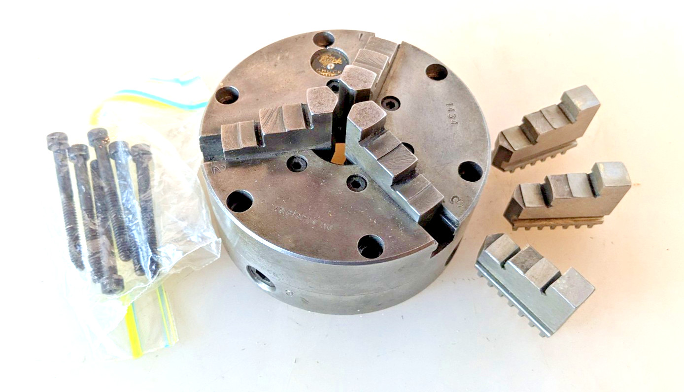 4″ 3-Jaw Buck adjustru Lathe Chuck with both Jaw Sets
