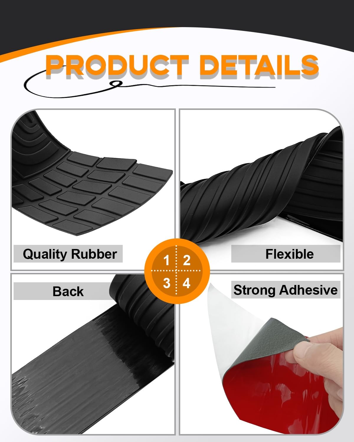 Universal 41 Car Rear Bumper Protector – Rubber Anti-Scratch Accessory
