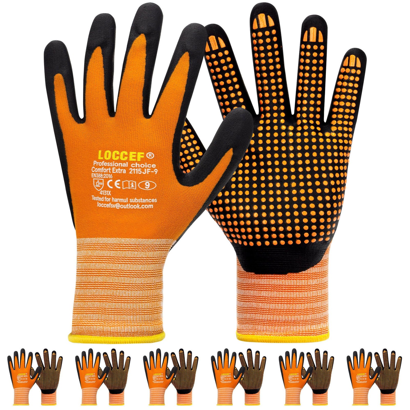 Work Gloves MicroFoam Nitrile Coated-6 Pairs,Endurance Seamless Knit Nylon,Do…