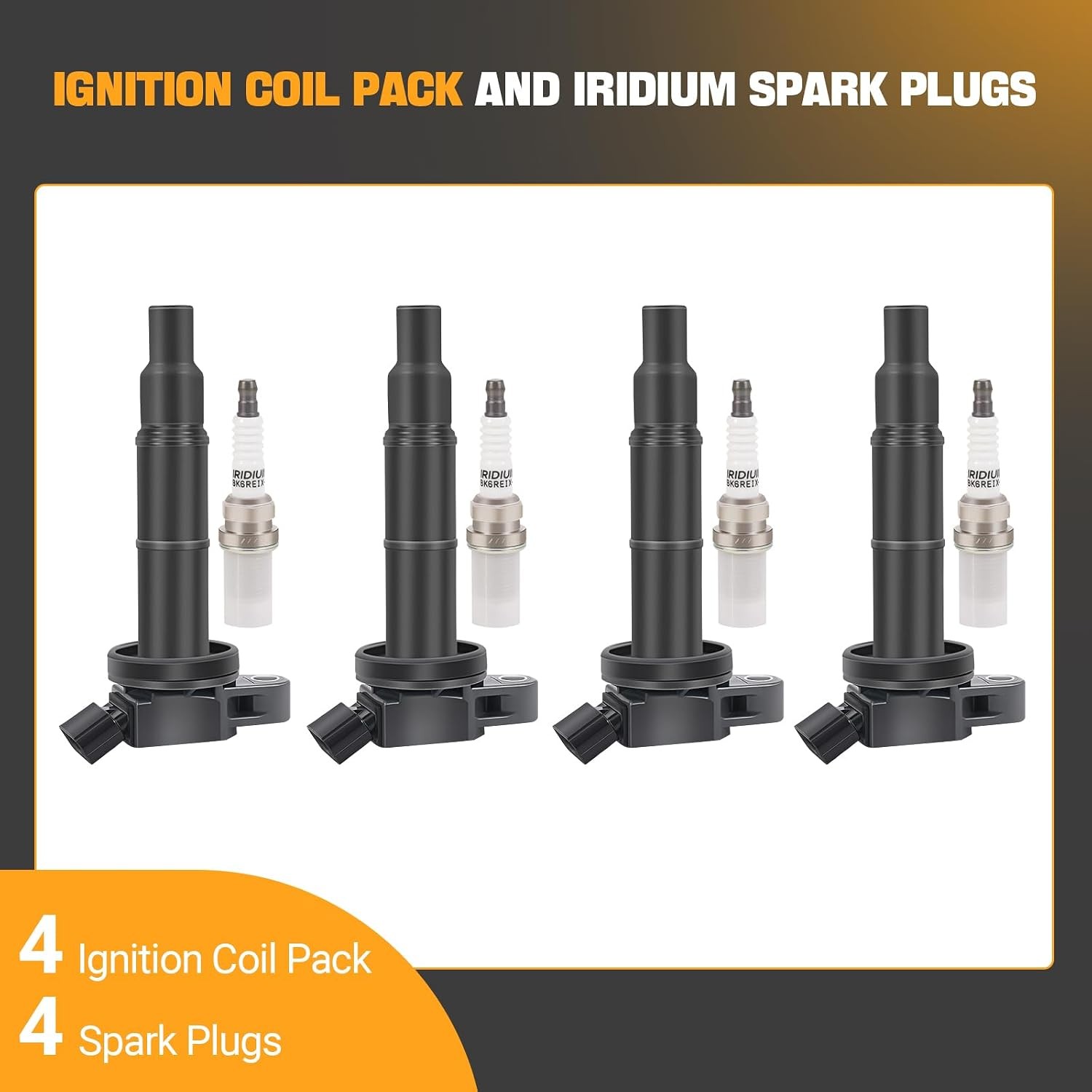 Ignition Coil Pack UF333 and Spark Plug Compatible with 2.4L 2001-2012 Toyota Ca