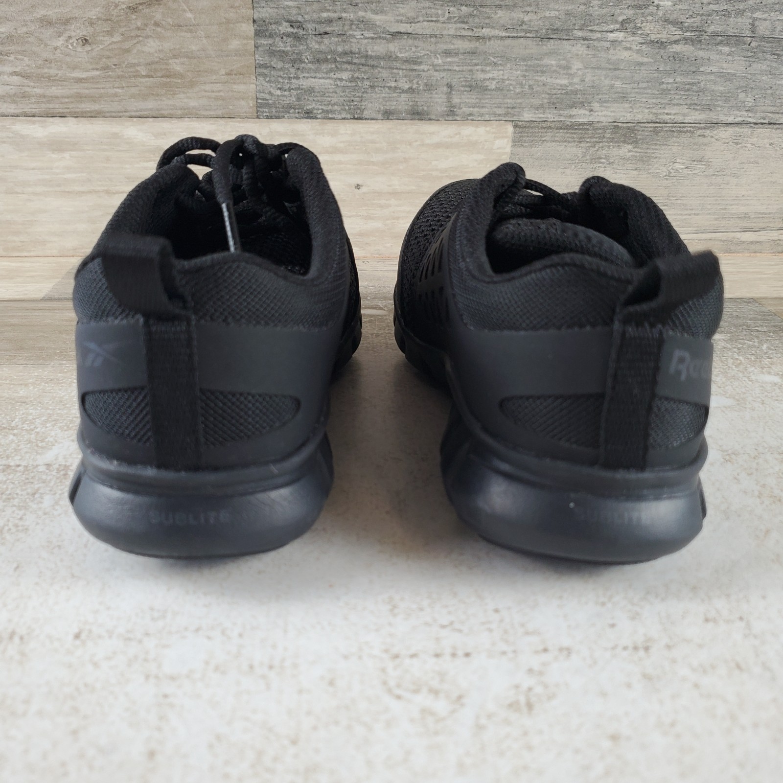 Reebok Sublite Cushion Womens Work Shoes Sz 4 M Black Alloy Toe Lace-Up Sneakers
