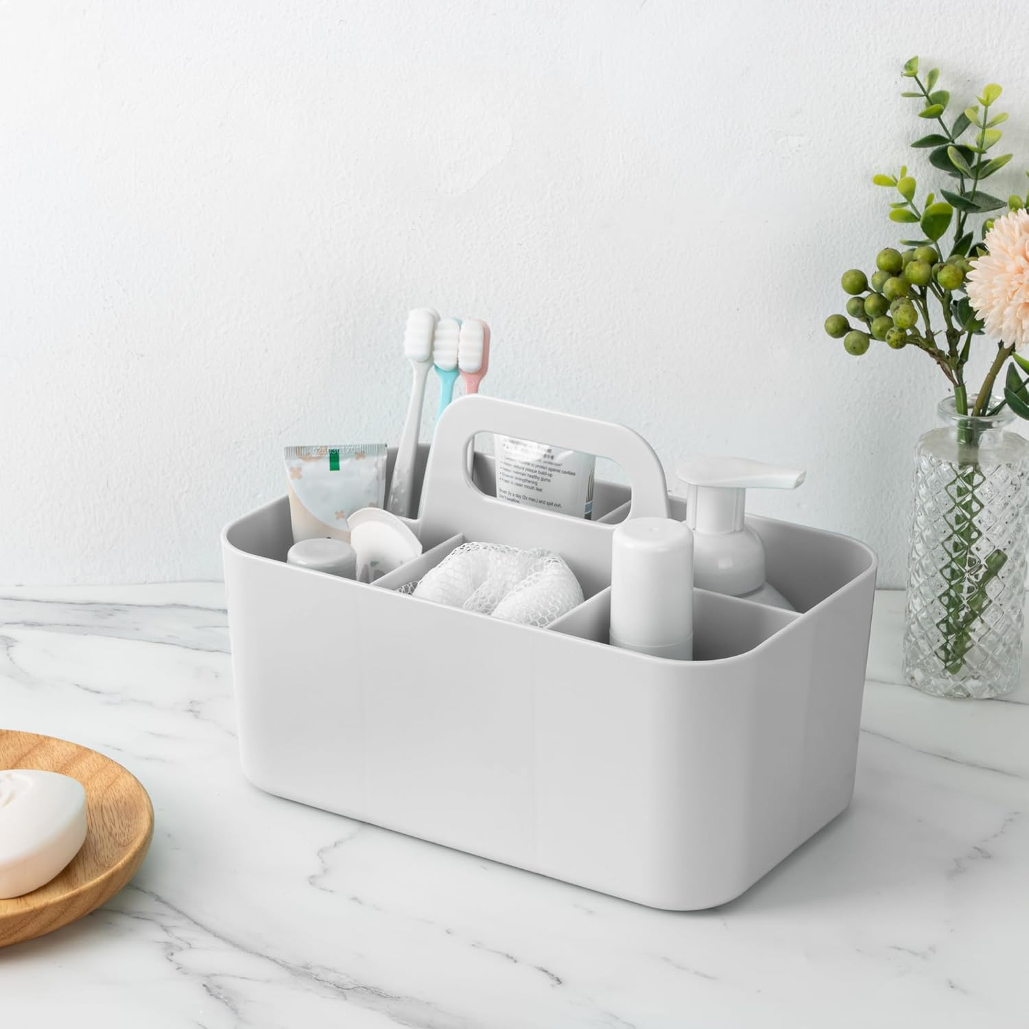 Multipurpose Caddy Organizer, Plastic Caddy with Handle, Stackable Desk Organize