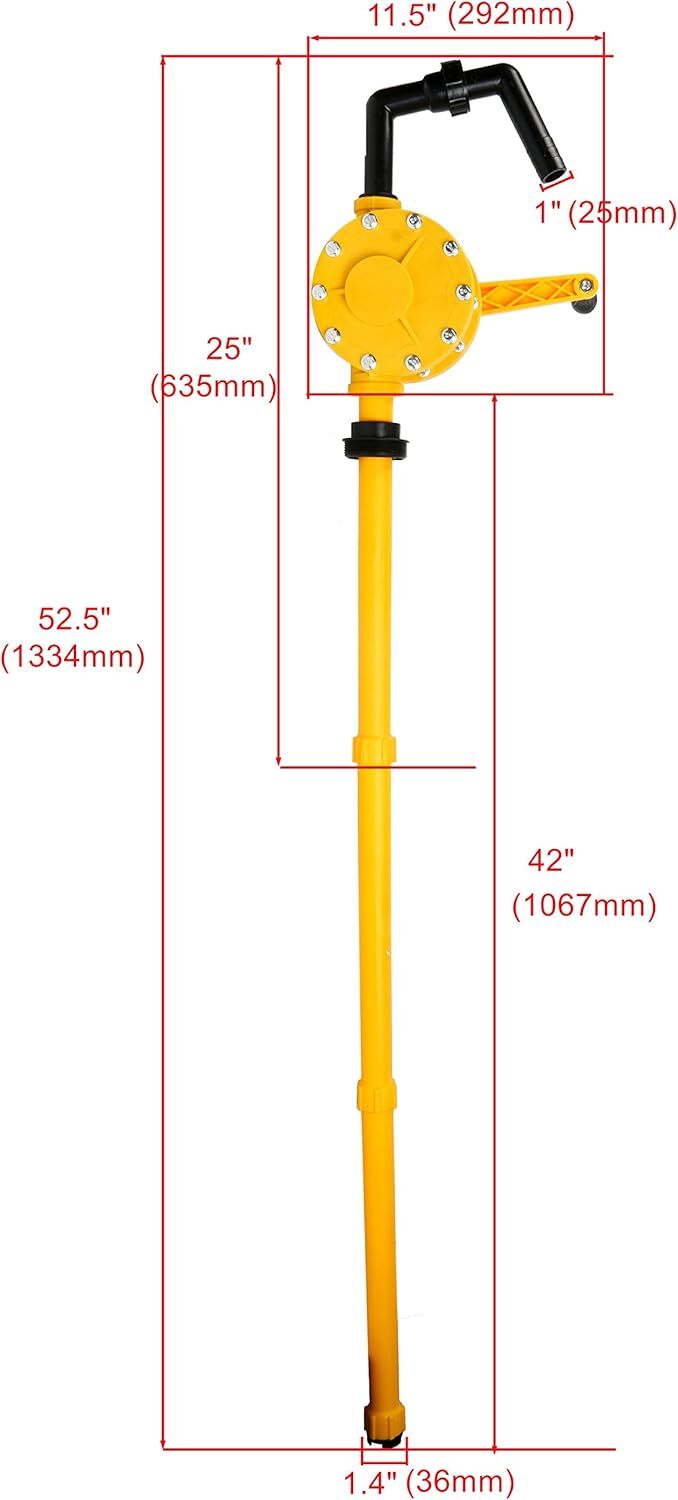 Rotary Barrel Pump Manual Pump Oil Fuel Transfer Pump for 5 to 55 Gallon Barrels