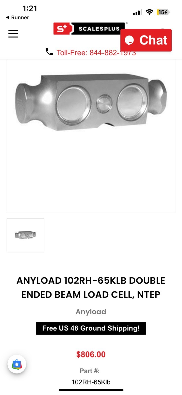 Anyload 65Klb Load Cell 102RH-65Klb