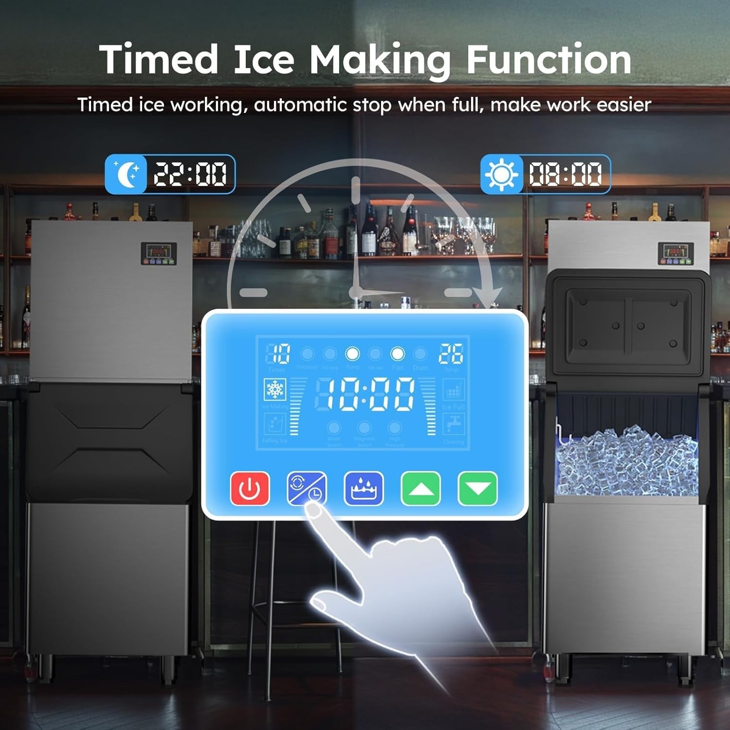 760lbs/24H Commercial Ice Maker Machine Good Compressor with 650lbs Storage Bin