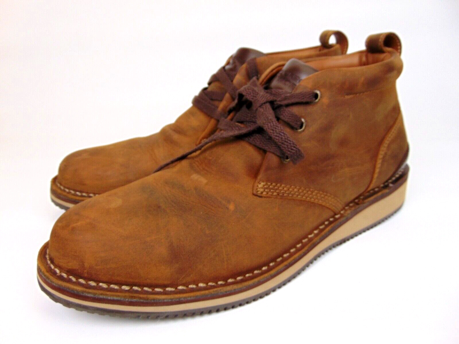 Rockport Mens Prestige Point Work Safety Toe Chukka Size 10.0 WIDE, Brown Leathe