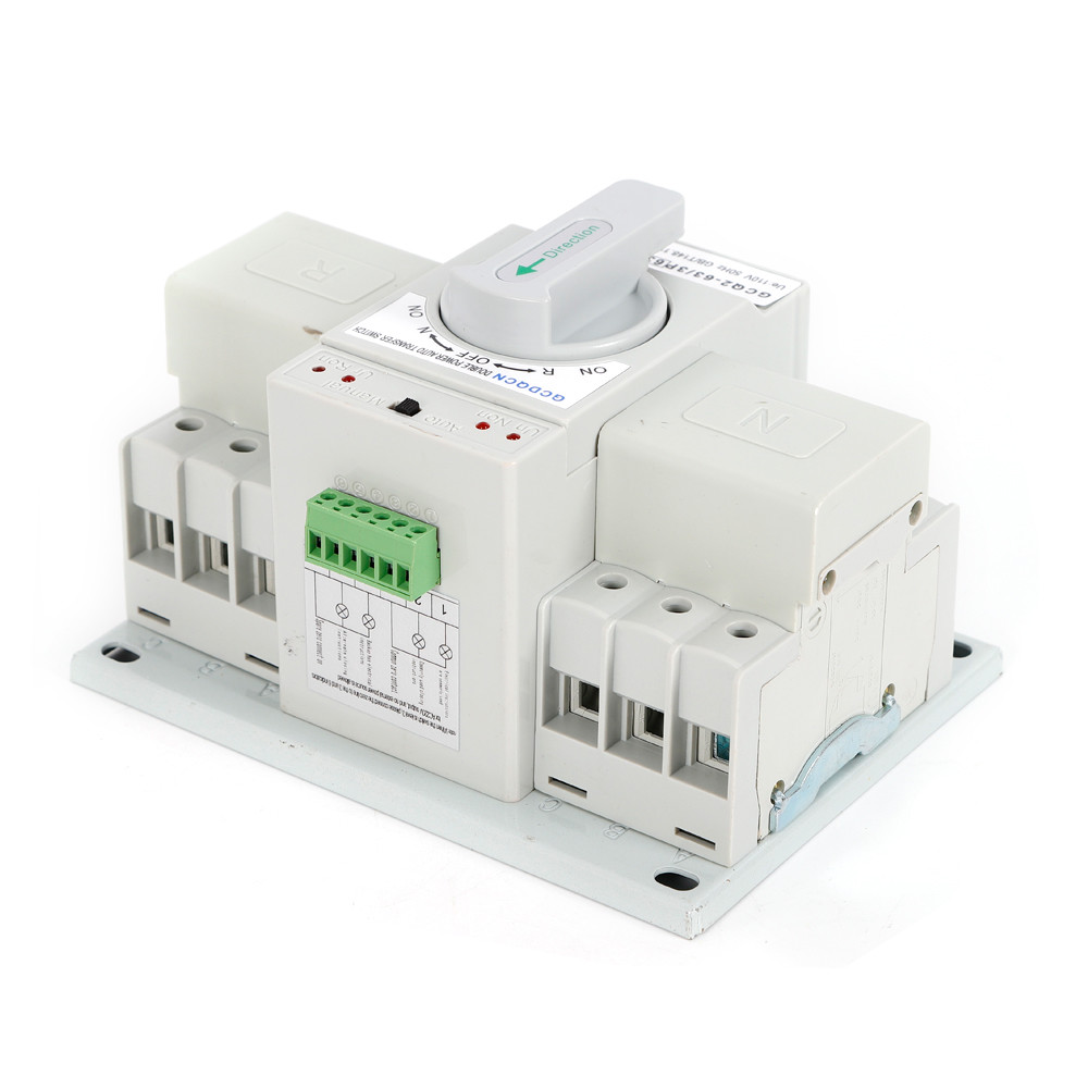 Manual 110V Dual Power Automatic Transfer Switch 3P Generator Changeover Switch