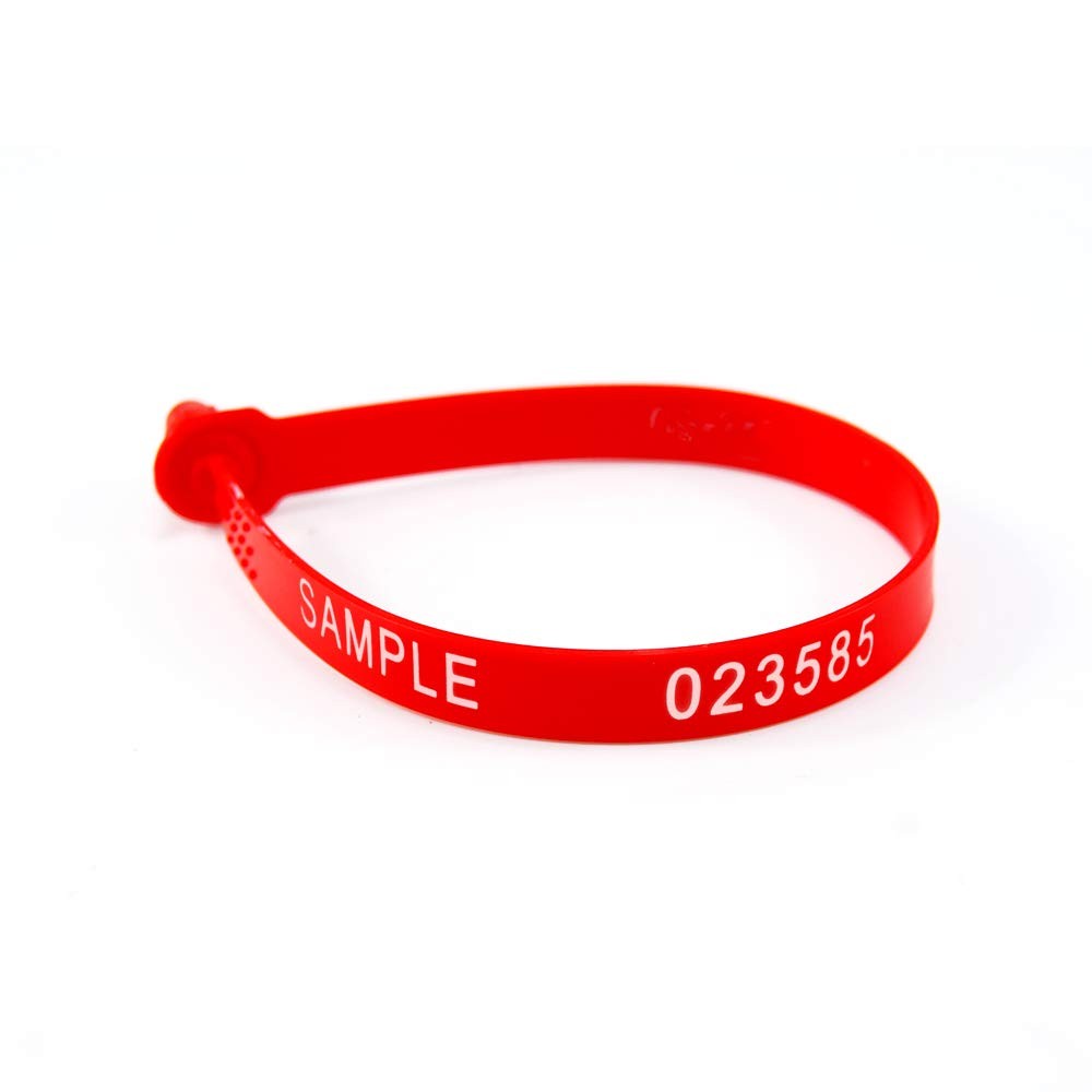 100 Plastic Security Seals – Numbered Tamper for Trucks, 100, Red