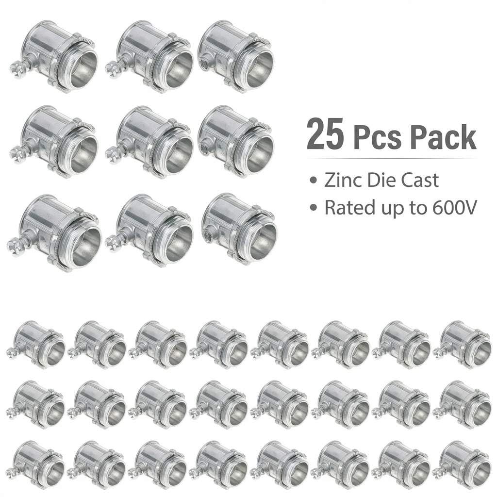 1/2″ Zinc Die Cast EMT Conduit Connectors 25 Pcs Screw Electrical Conduit