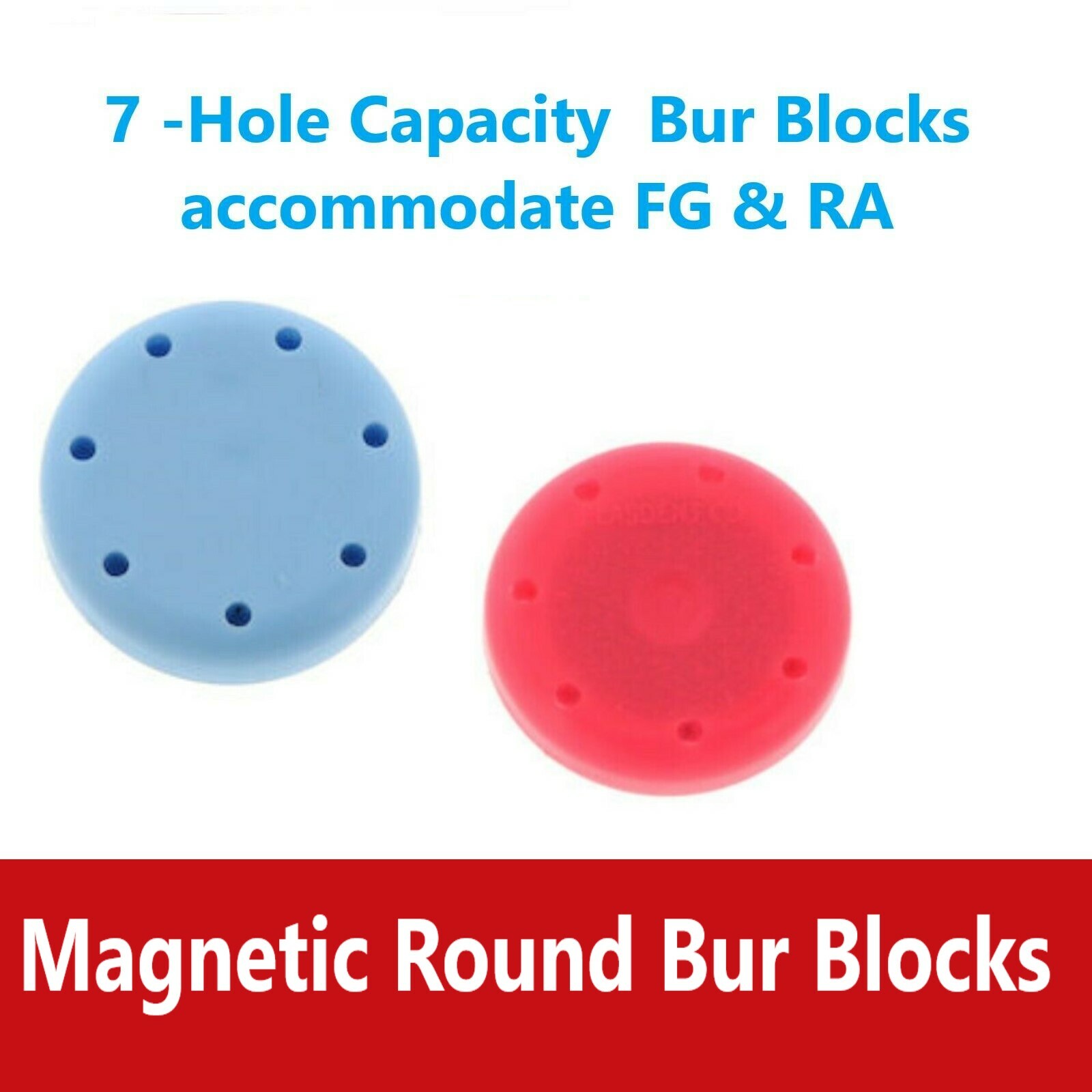 Magnetic Round Dental Lab Bur Block with Cover FG & RA, FGOS, 7 / 14 / 28 Holes