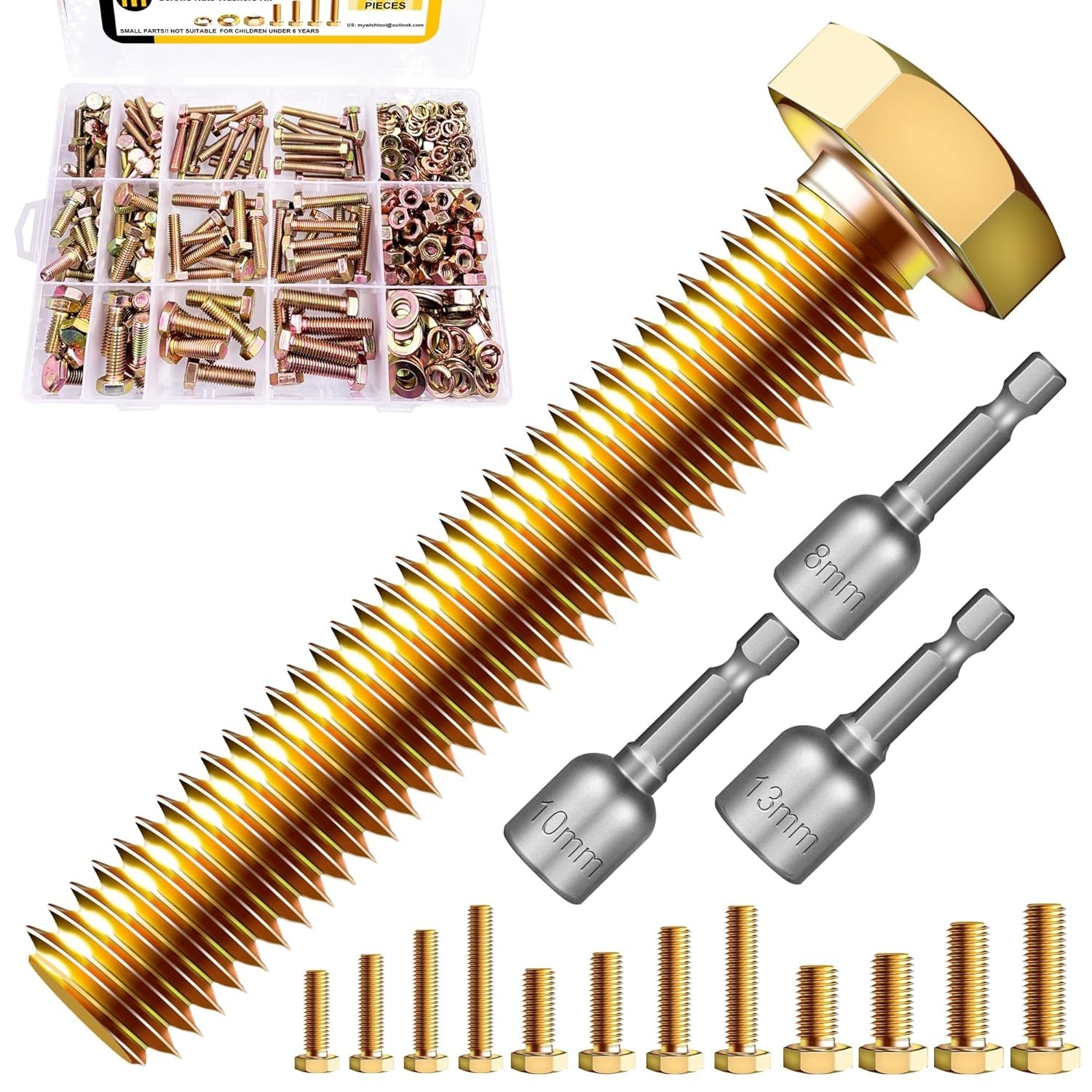 Complete 511-Piece Metric Fastener Set with Hex Nuts, Bolts & Washers