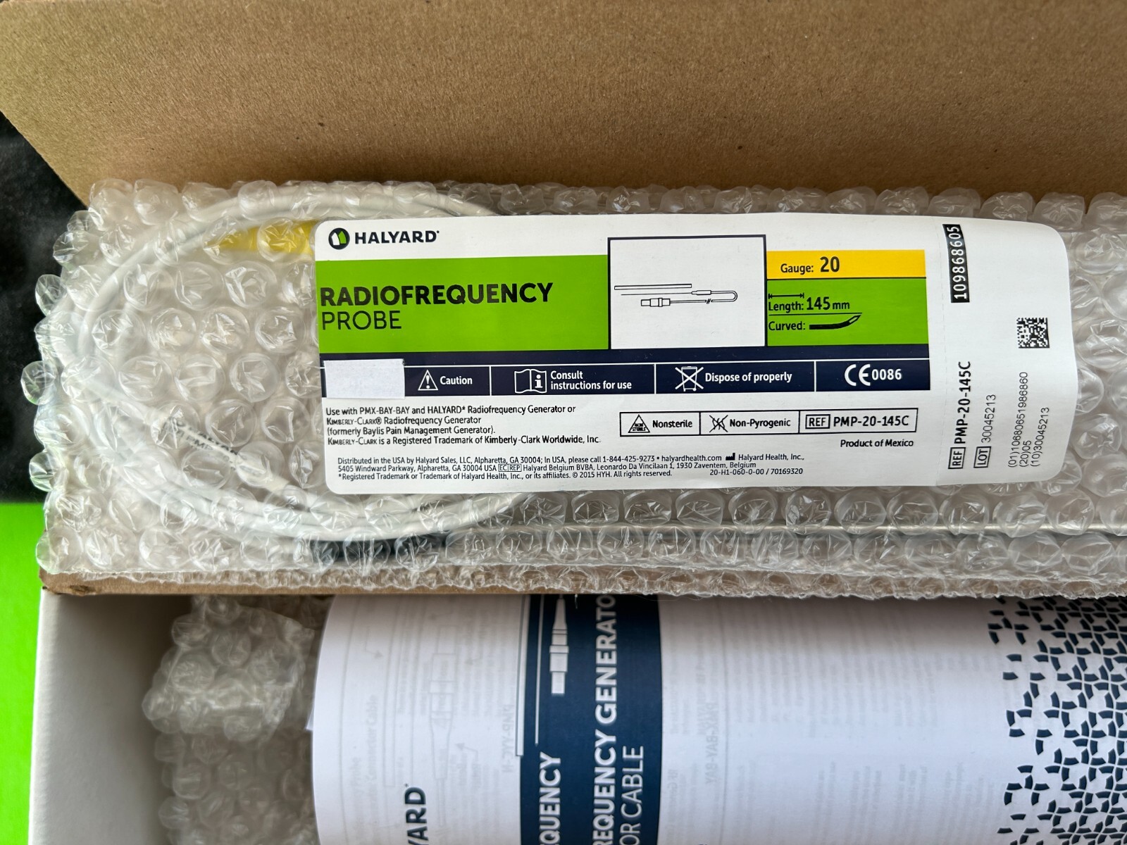 Kimberly Clark Halyard RadioFrequency Probe, 20G, 145 mm, Curved – PMP-20-145C