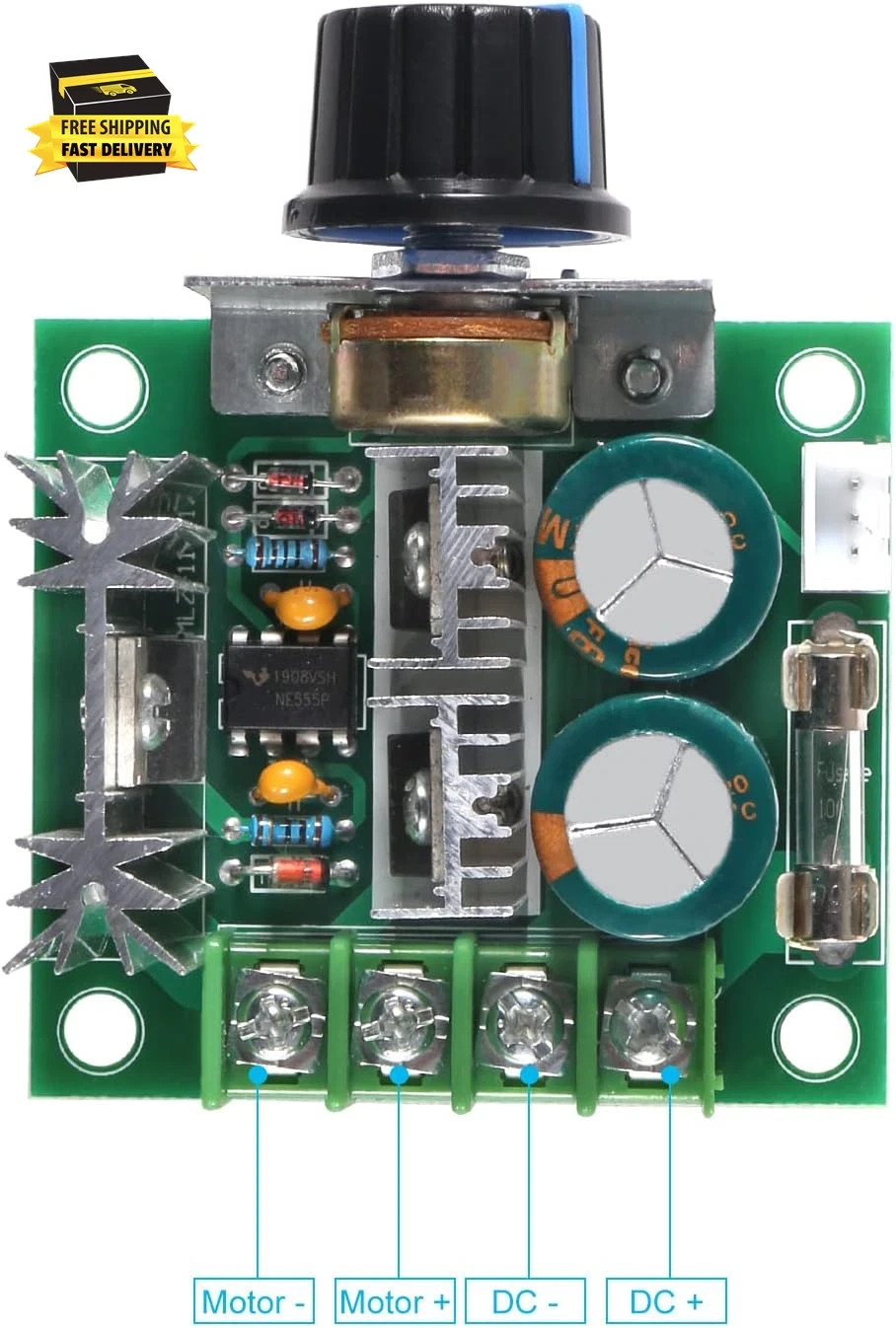 2Pcs 12V-40V 10A PWM DC Motor Speed Control Switch Controller Voltage Regulator