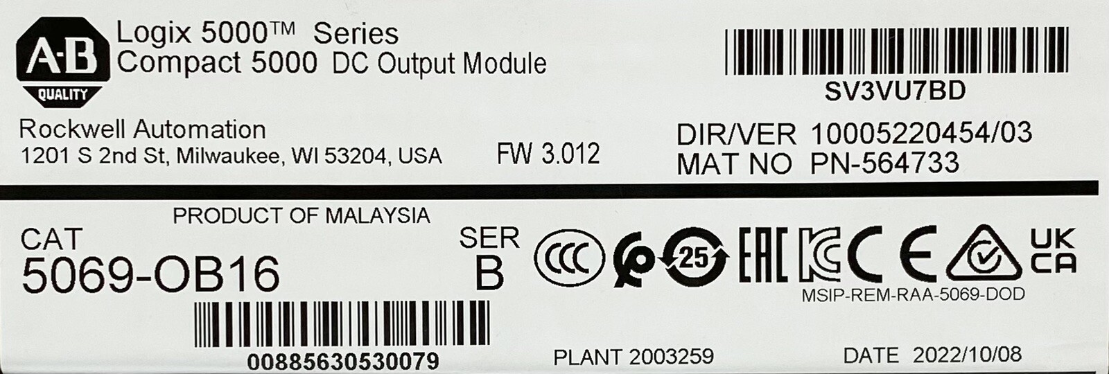 Brand NEW Allen Bradley 5069-OB16 CompactLogix DC Output Module