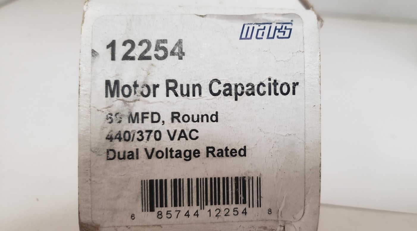 MARS 12254 CAPACITOR, 60.0 uf, 440VAC/B, 50/60Hz, ROUND, NIB