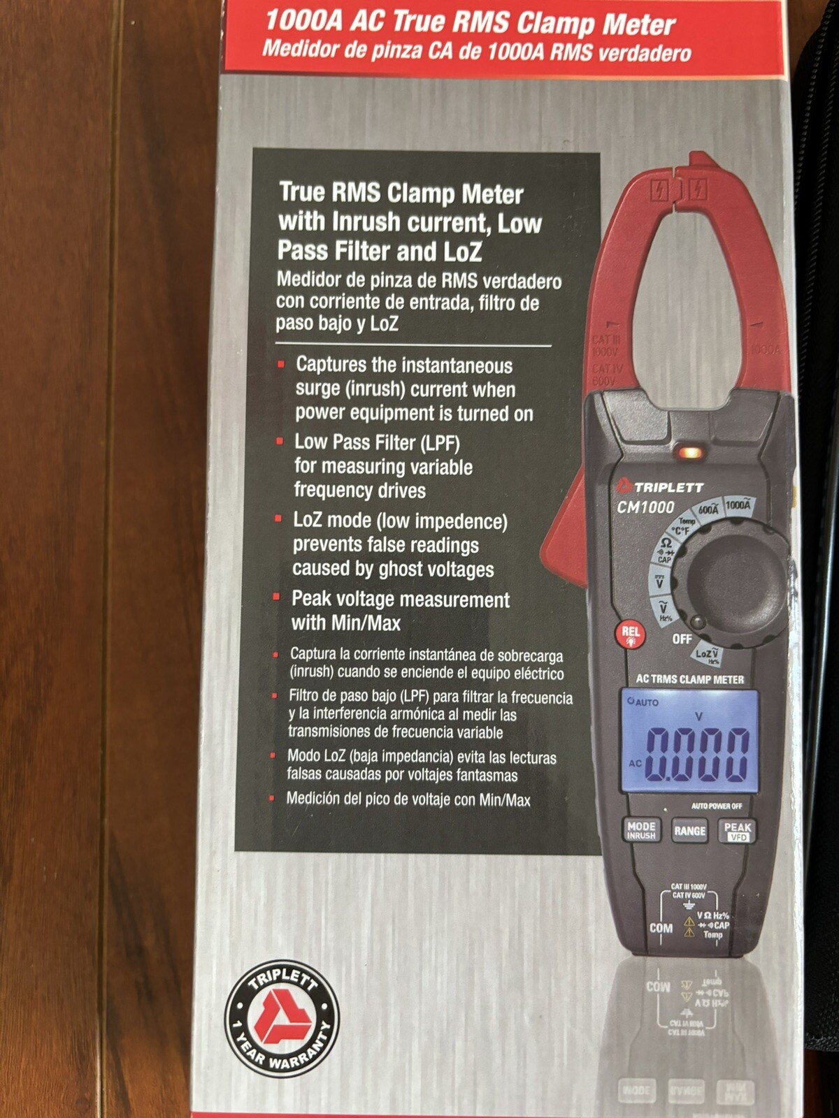 Triplett CM1000 True-RMS AC Clamp Meter, 1000A