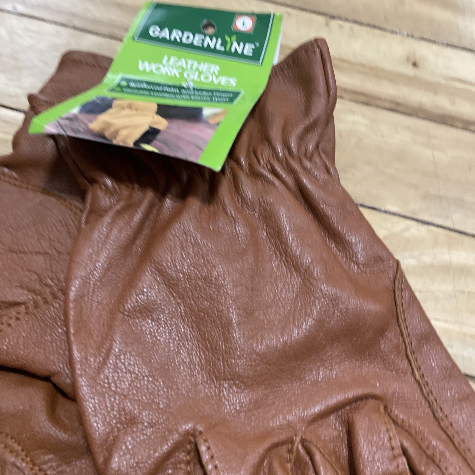 Gardenline New Leather Work Gloves Adult Large Brown Garden Hike Ride Western