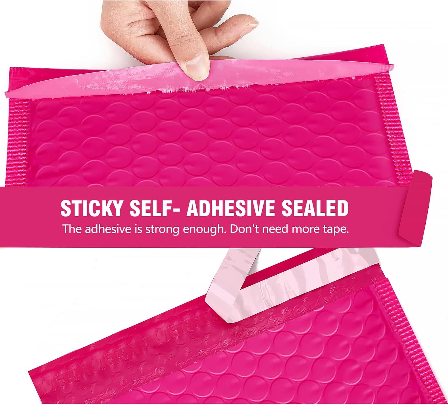 50Pcs Bubble Mailers 4×8 Inches Self Seal Hot Pink Poly Padded Envelopes