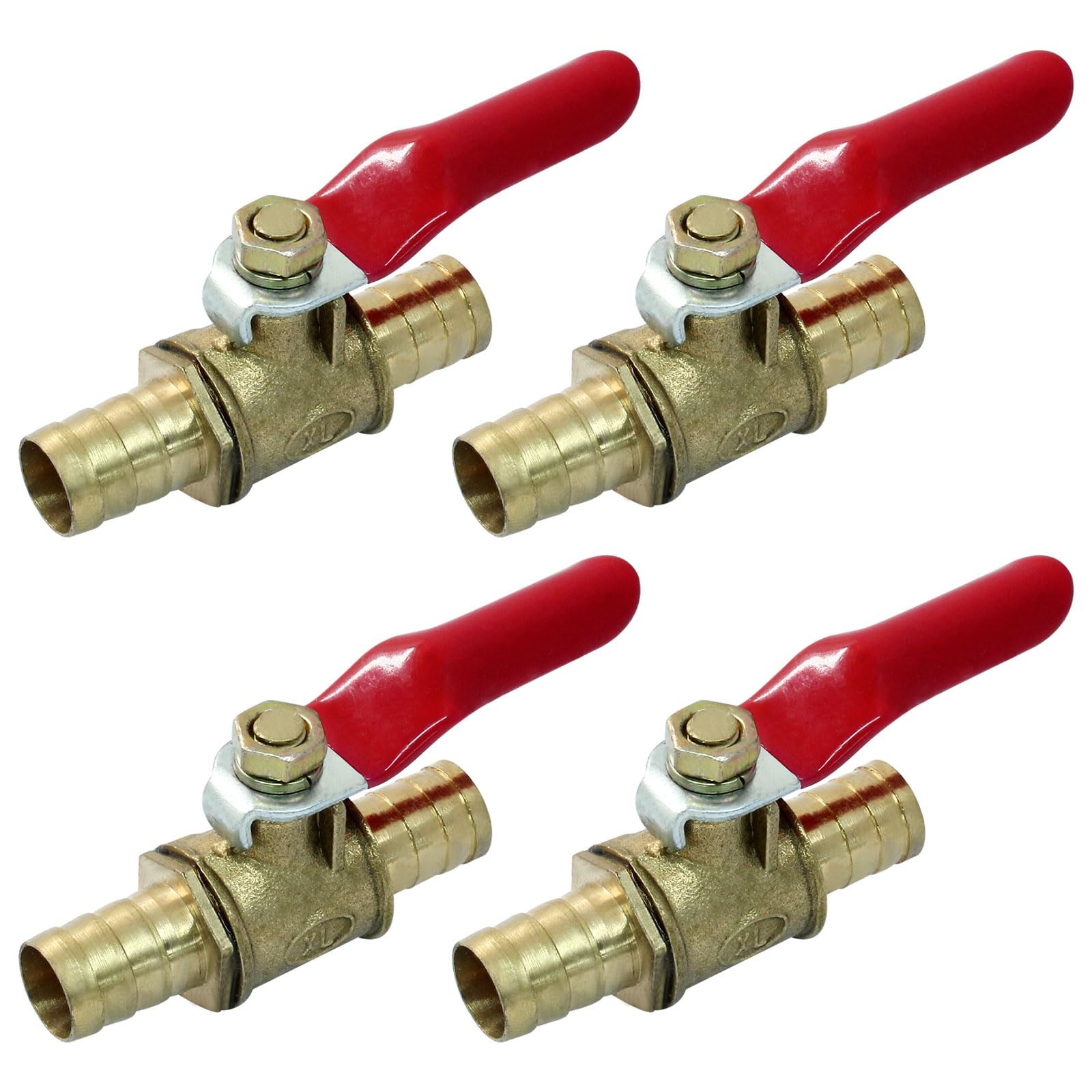 4 Pcs 3/8 Inch Hose Barb Ball Valve, Mini Brass Shut Off, Pipe Tubing Fitting ..