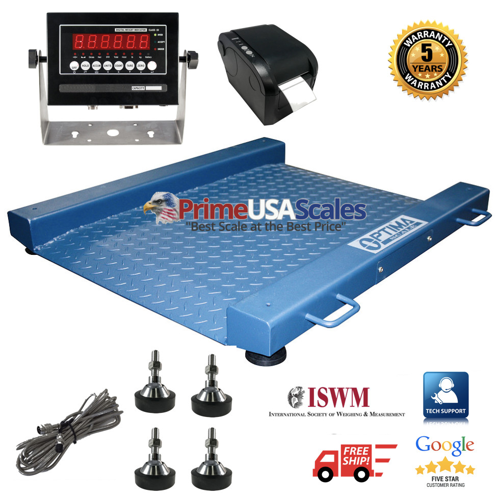 Heavy Duty Drum Floor Scale with LABEL PRINTER Capacity 2,000 lb x .5 lb