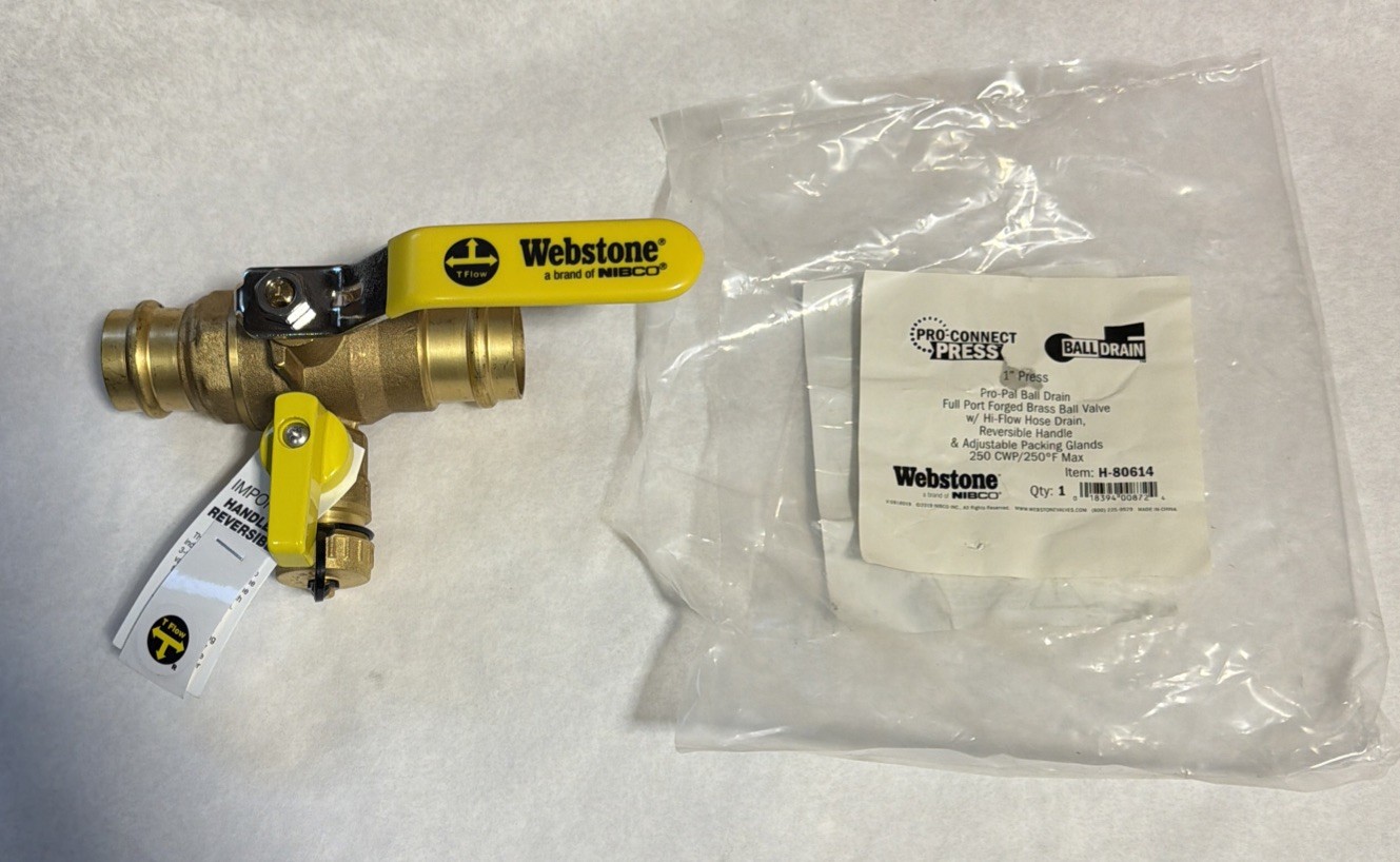 H80614W PRESS PRO- CONNECT BRASS VALVE 250 CWP/ 250°F MAX WEBSTONE NIBCO