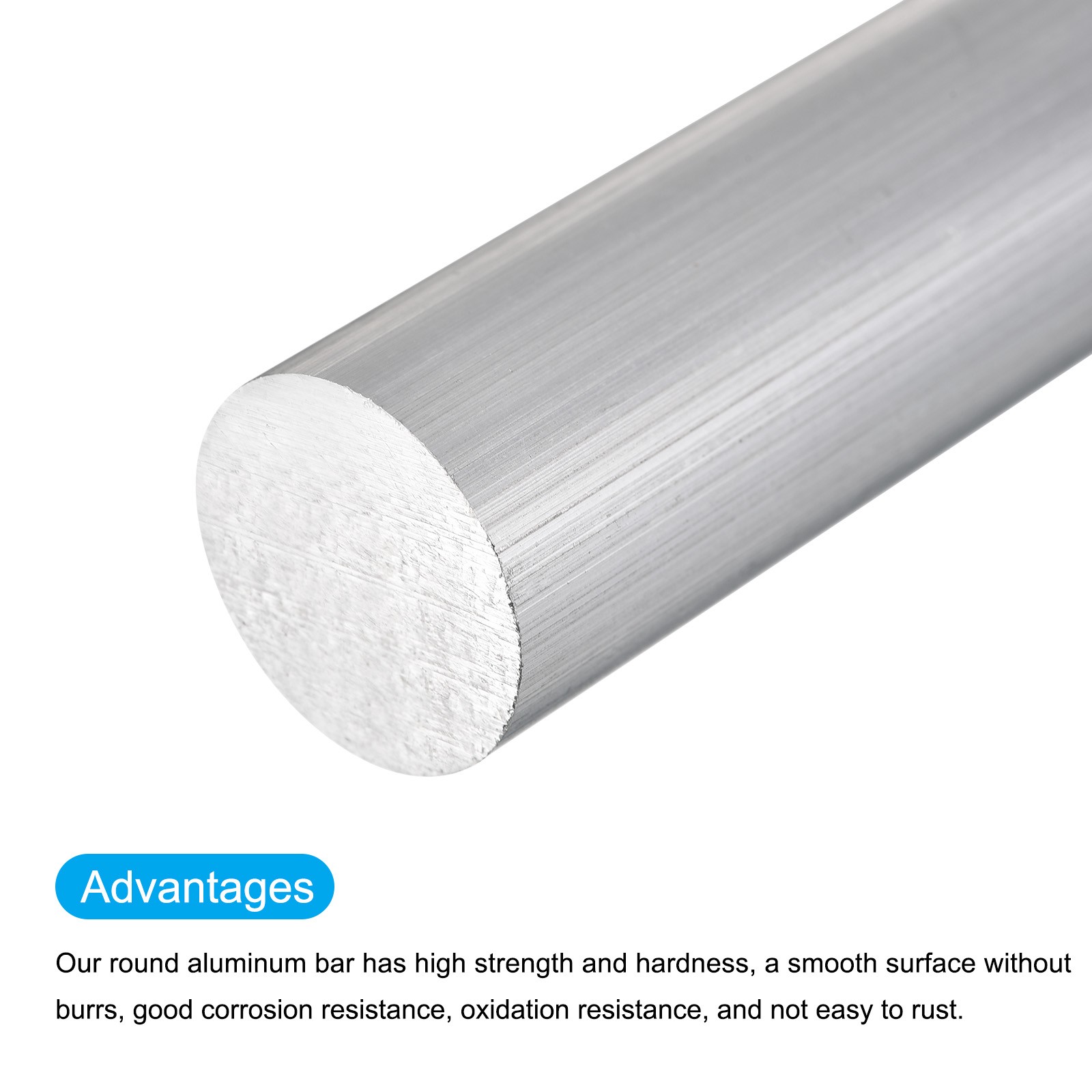 Aluminum Round Rod 1/2″ Diameter 6061 Solid Lathe Metal Bar 12″ L