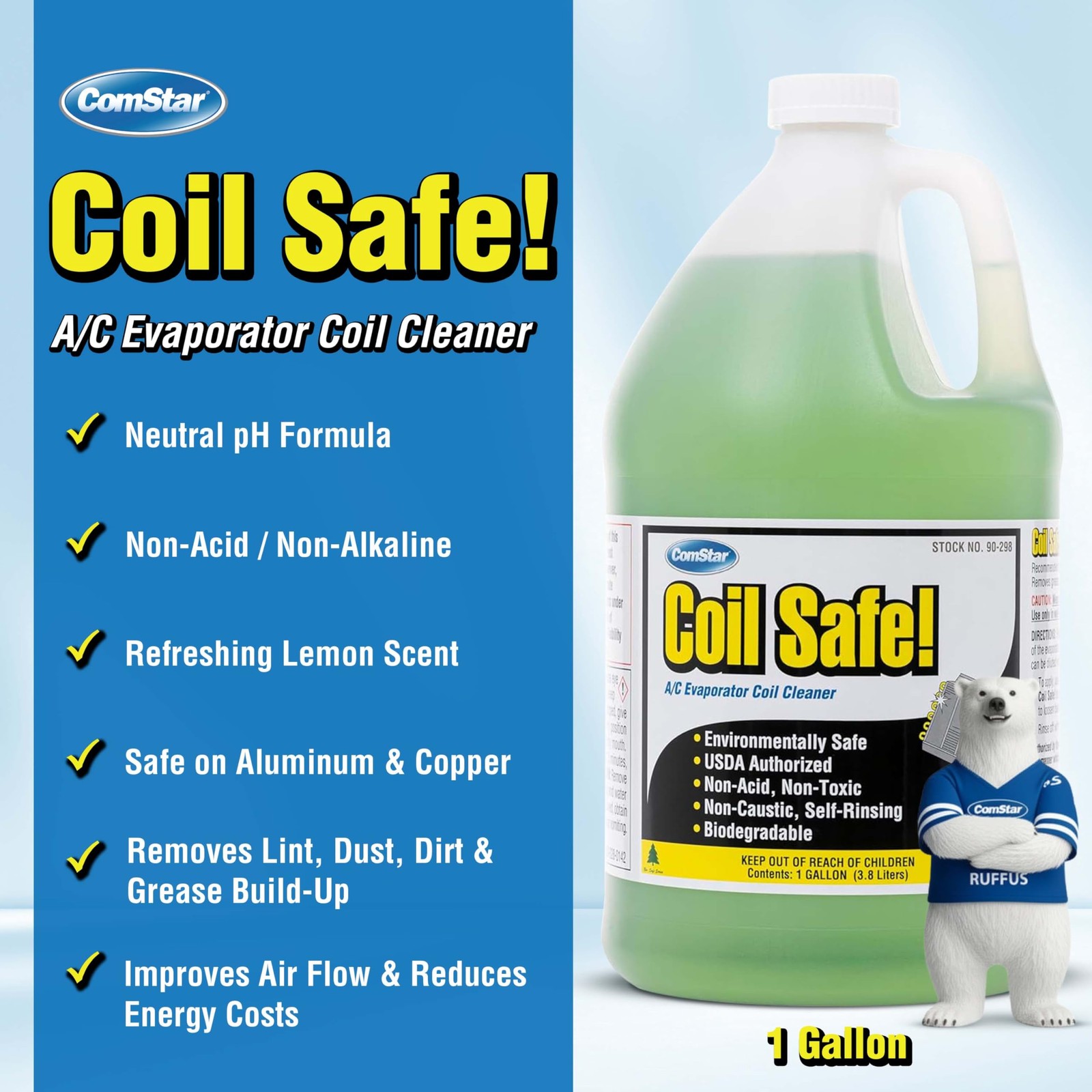 ComStar Coil Safe, External Neutral pH, Non-Toxic, Self-Rinsing Evaporator Coil