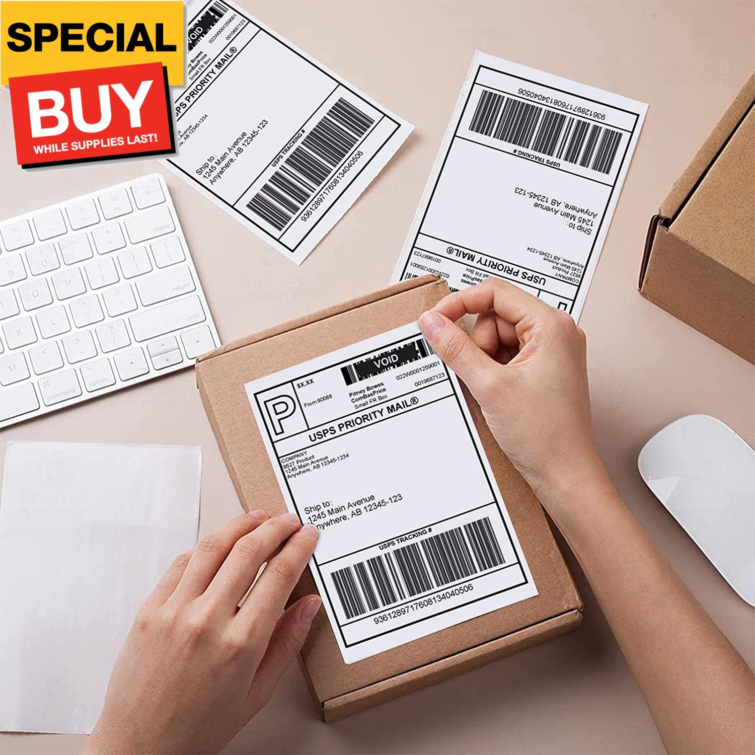 Fanfold 4 X 6 Direct Thermal Labels White Perforated Shipping Labels, 500Pcs per