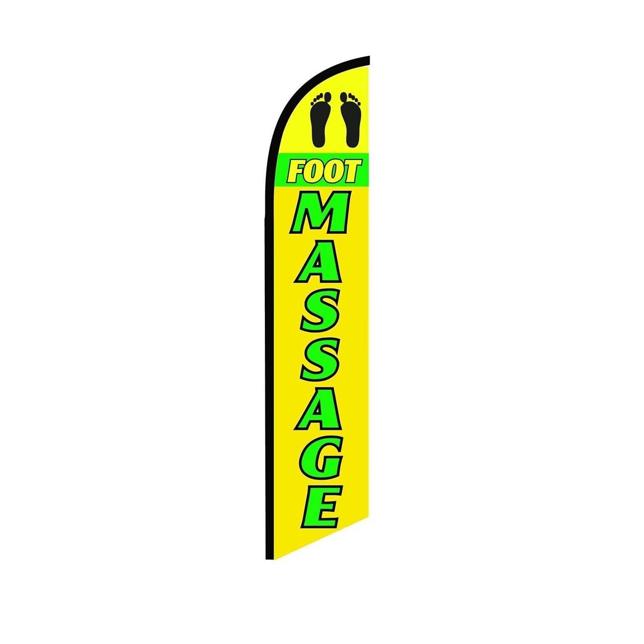 Foot Massage Yellow Swooper Flutter Feather Flag | 3ft W x 11.5ft Tall