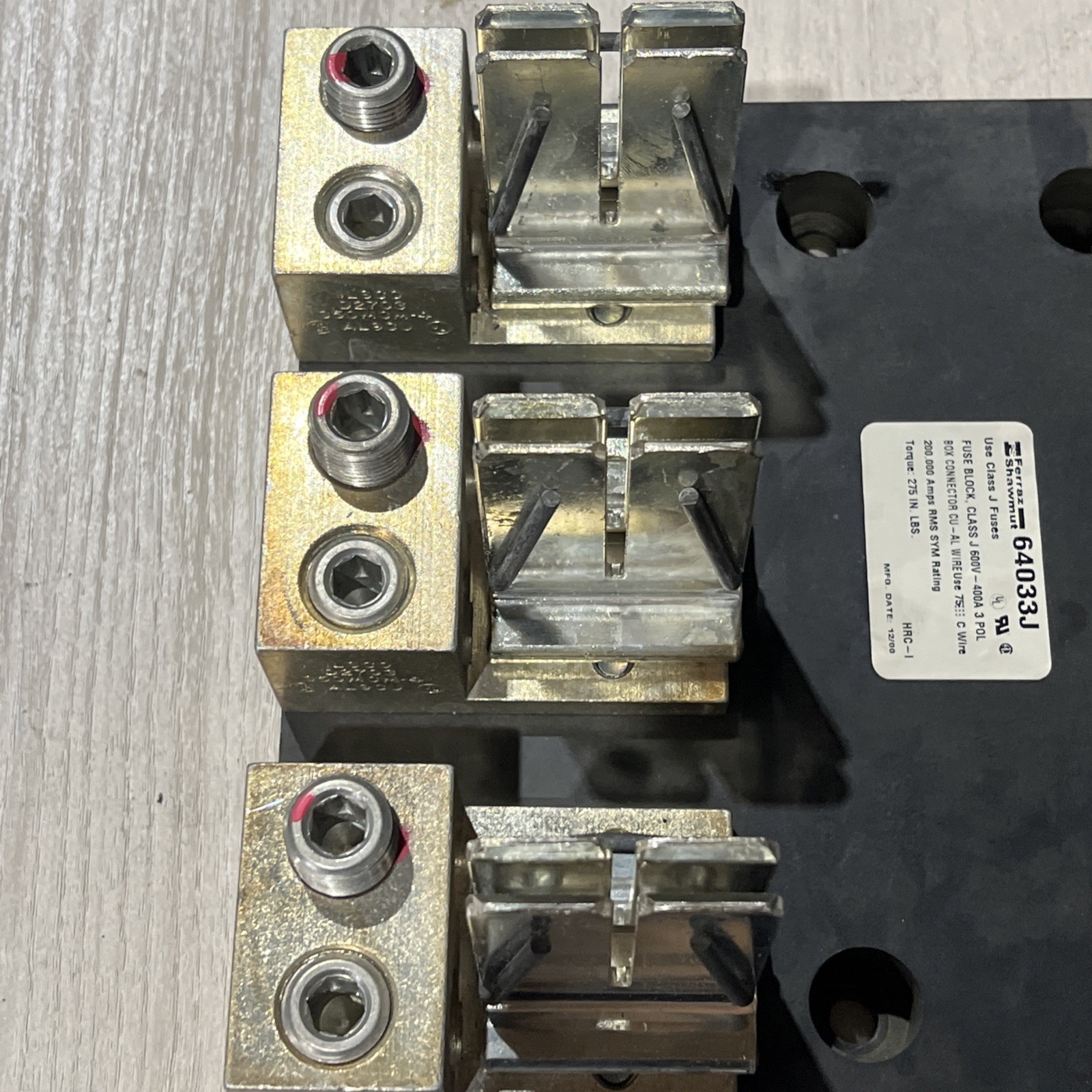 🔥Ferraz Shawmut 64033J Fuse Block 3P 600V 400A Class J, Used, Free Shipping🇺🇸