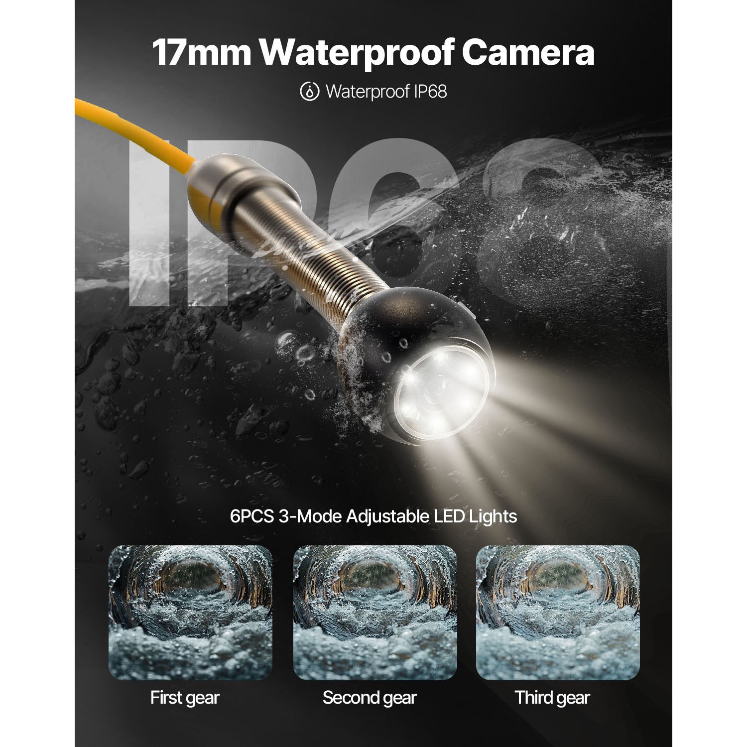 VEVOR Sewer Camera 98.4ft/30m Pipe Inspection Camera HD Drain 4.3 In LCD Monitor