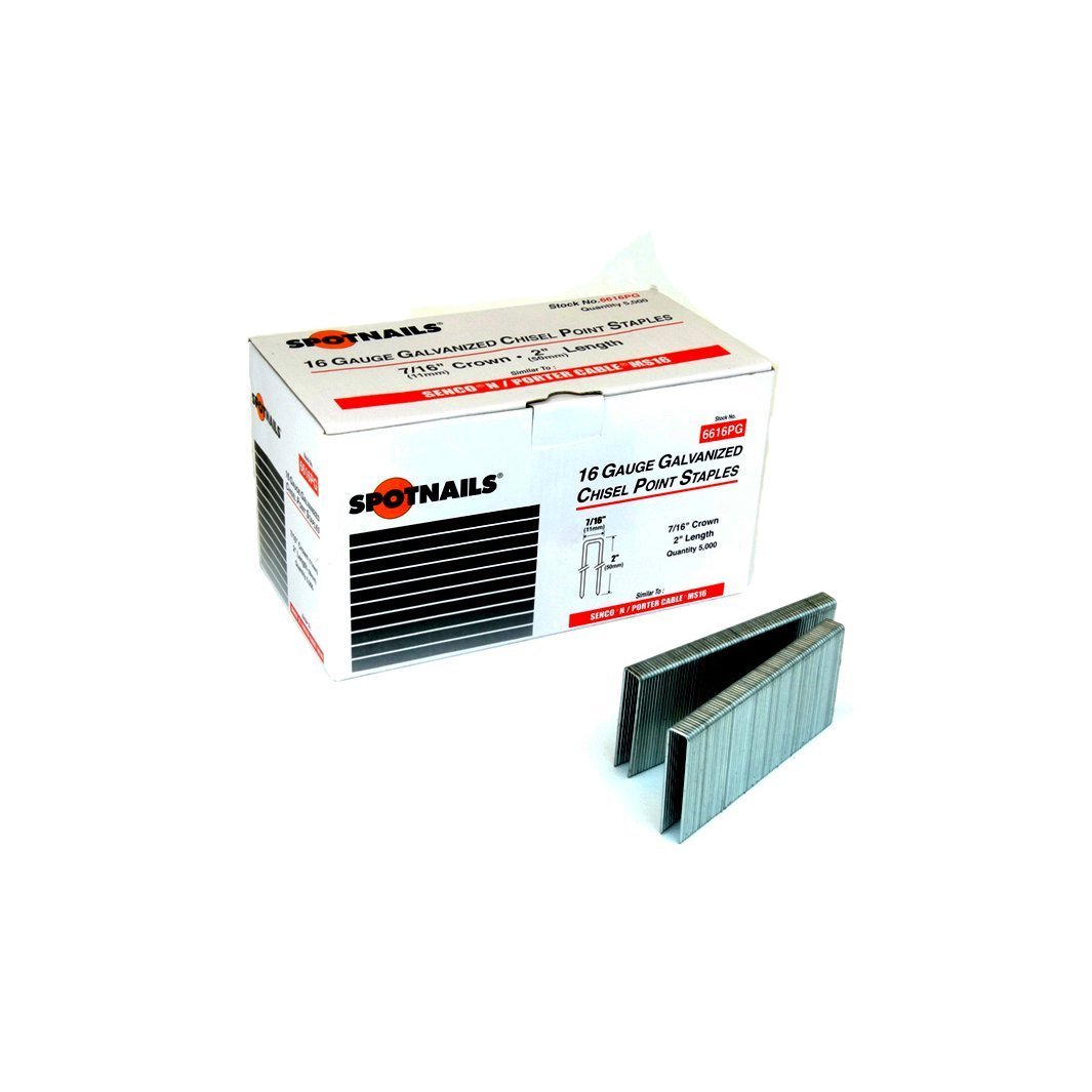 Spotnails 6616PG 7/16 Crown 16 Gauge Staples 2″ for Senco N Bostitch S5 (10,000)