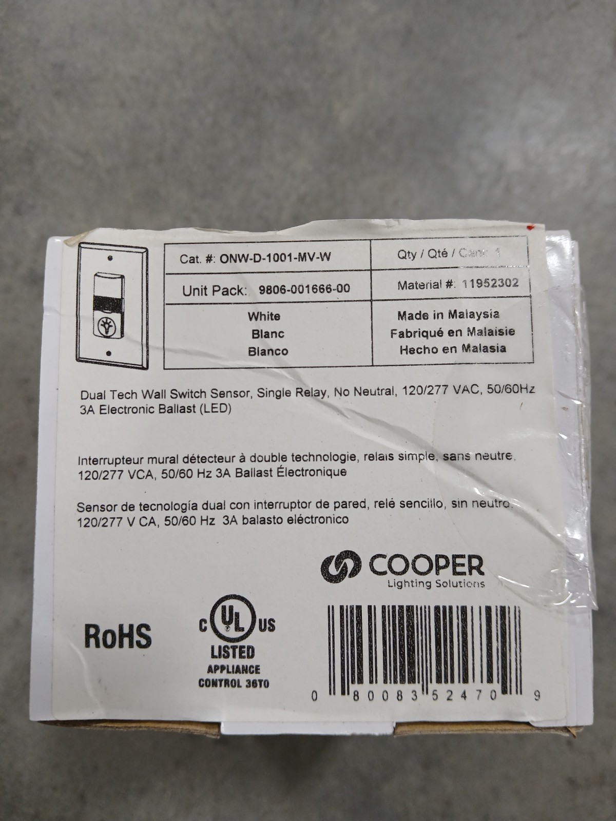 Lot of 22 – Greengate Onw-D-1001-Mv-W Passive Infared Wall Sensor Switch