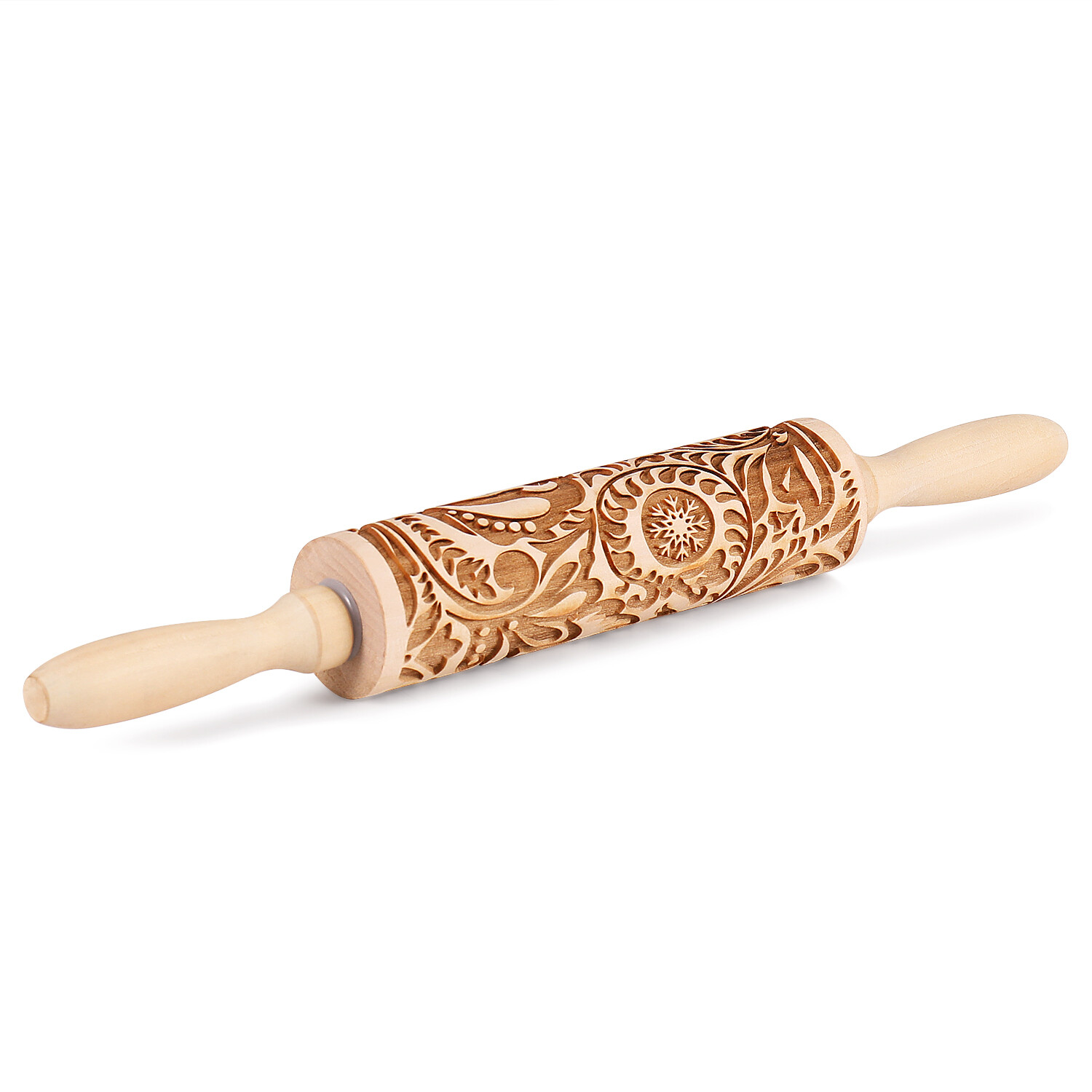 Embossed Rolling Pins With Patterns for Baking, 7.7-inch Engraved Wooden Rolling