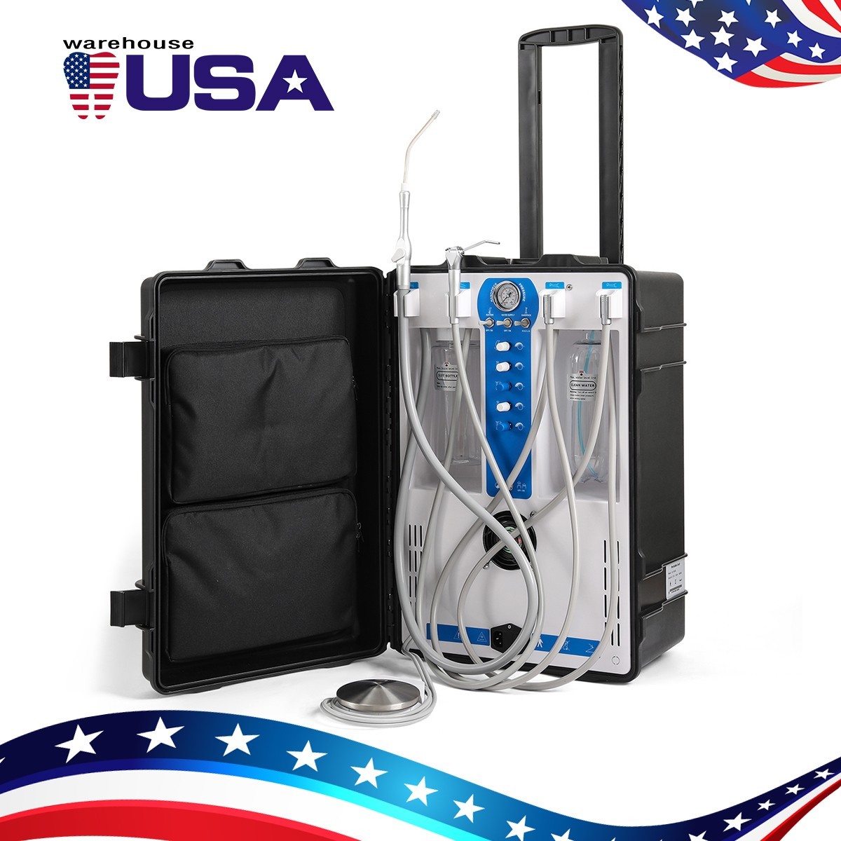 Dental Portable Delivery Unit Mobile System with Air Compressor Scaler/Tubing
